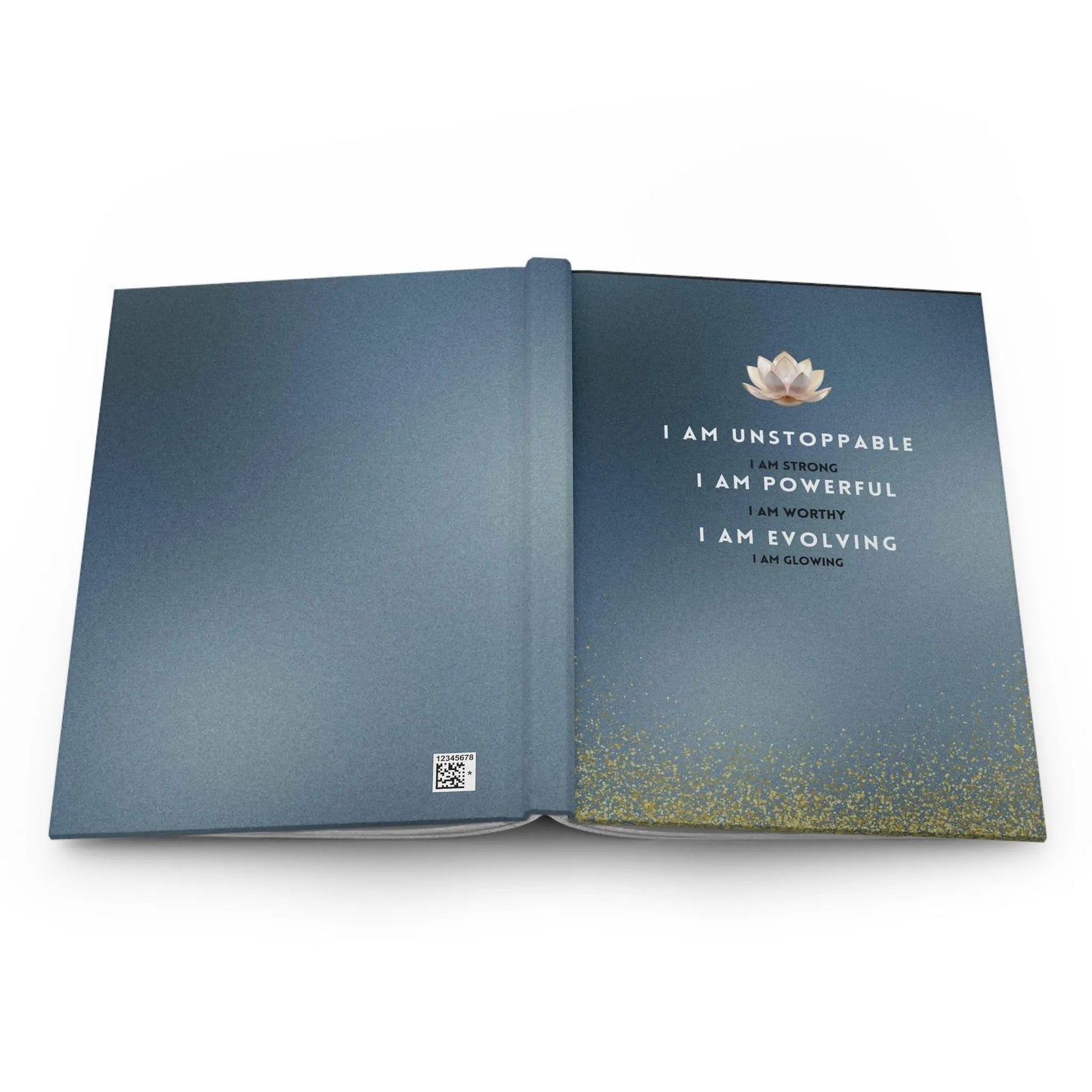 Affirmation Hardcover Journal — "I Am Unstoppable" Lotus Gratitude Notebook Printify