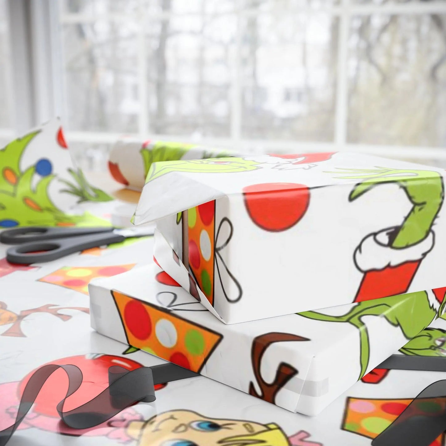 Grinch Pattern Holiday Wrapping Paper — Whoville Characters Gift Wrap Printify
