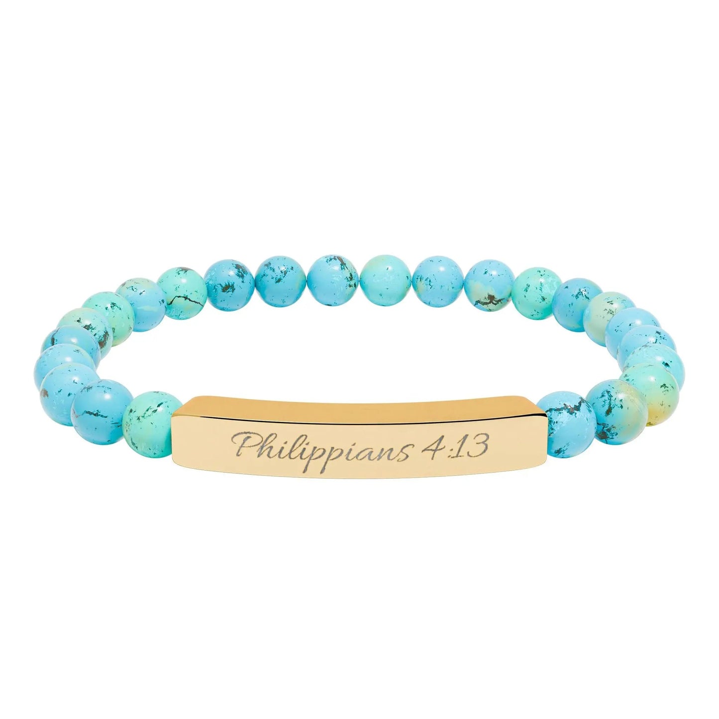 Engravable Natural Stone Bead Bracelet — Personalized Stretch Bar Bracelet Printify