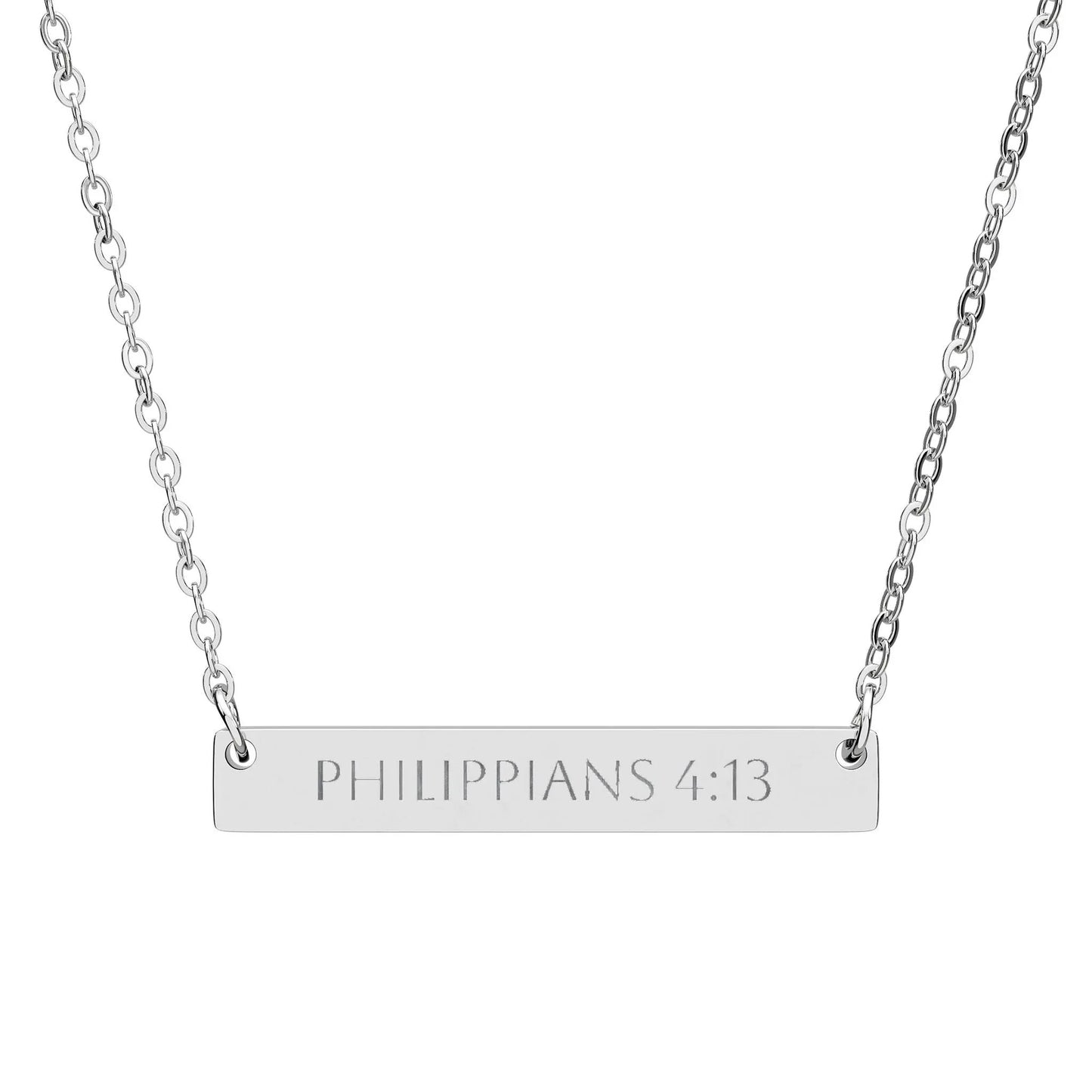 Unshakable Strength Horizontal Bar Necklace — Personalized "Philippians 4:13" Pendant Printify