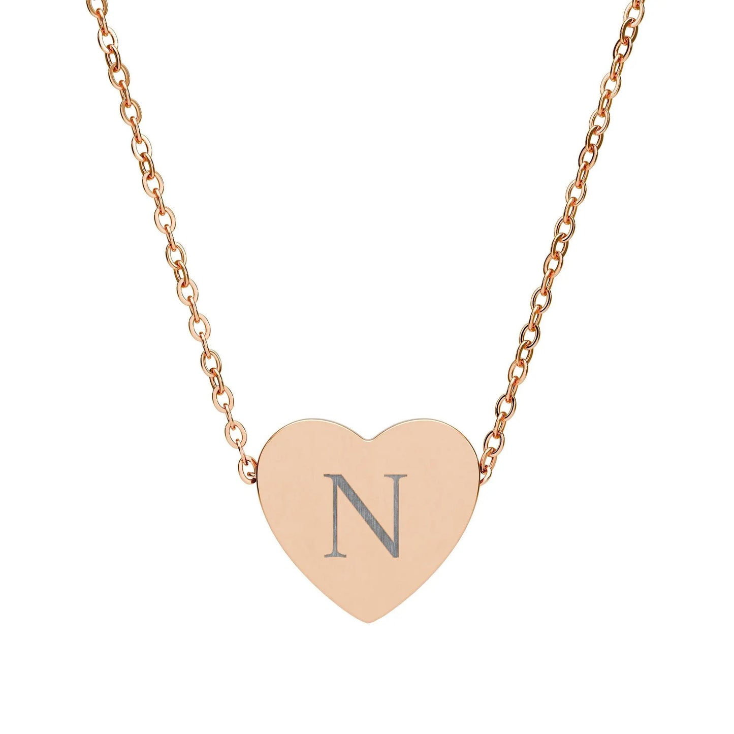 “N” initial Heart Necklace — Personalized Initial Pendant Printify