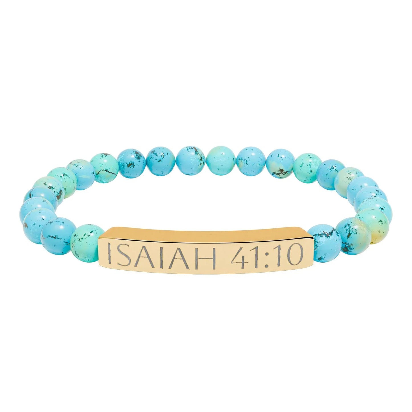 Engraved Isaiah 41:10 Natural Stone Stretch Bracelet Printify