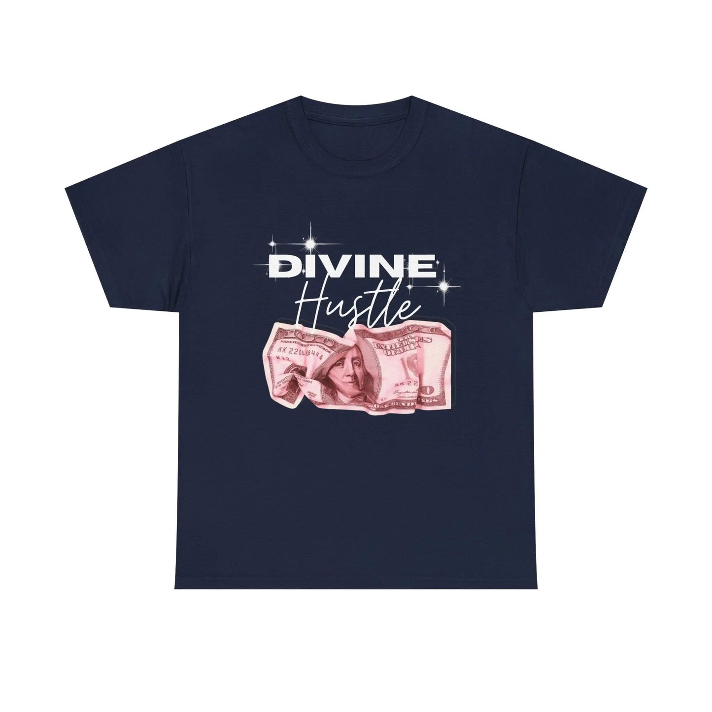 "Divine Hustle" T-Shirt — Graphic Money & Script Logo Tee Printify