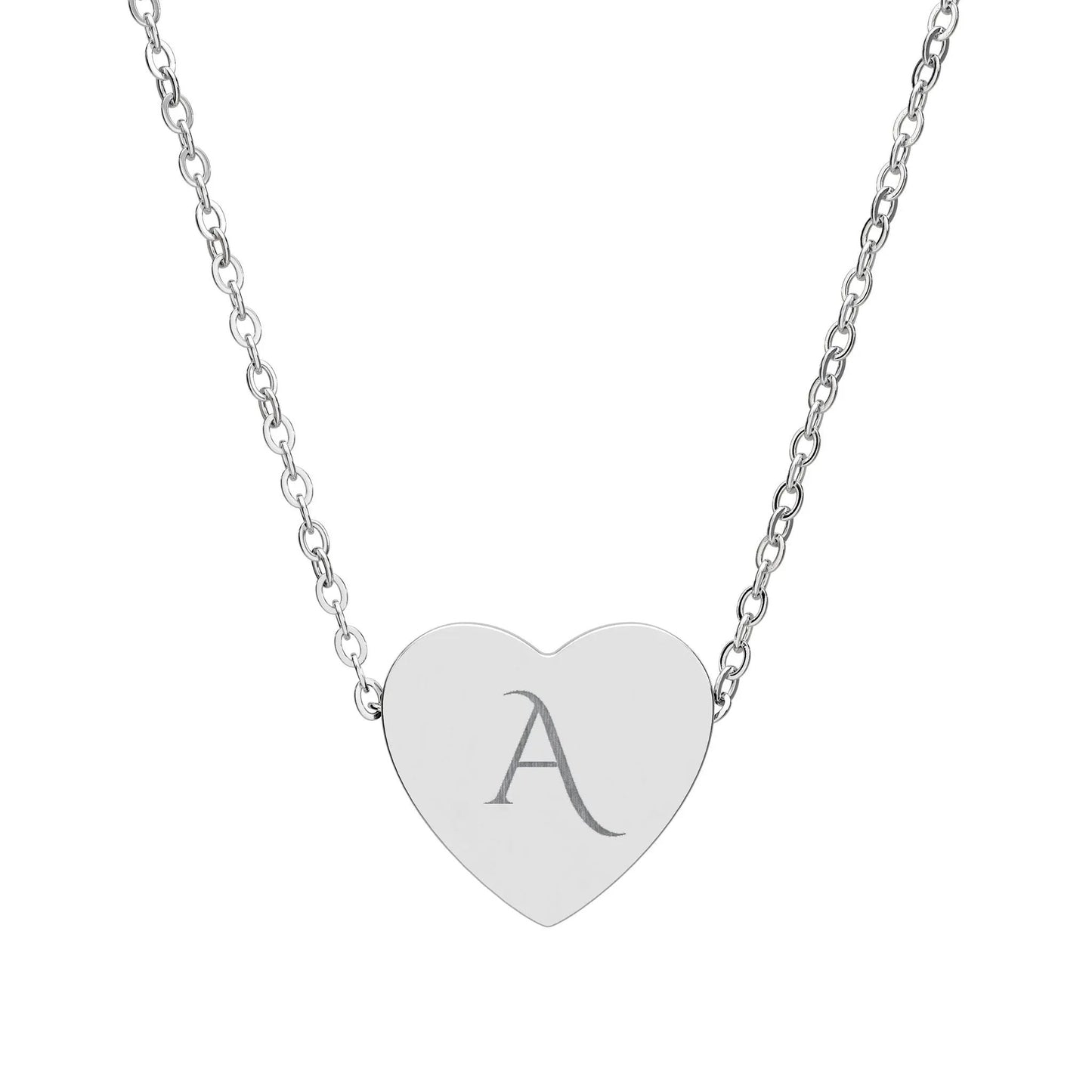 “A” Heart Initial Necklace — Personalized Silver Pendant Gift Printify