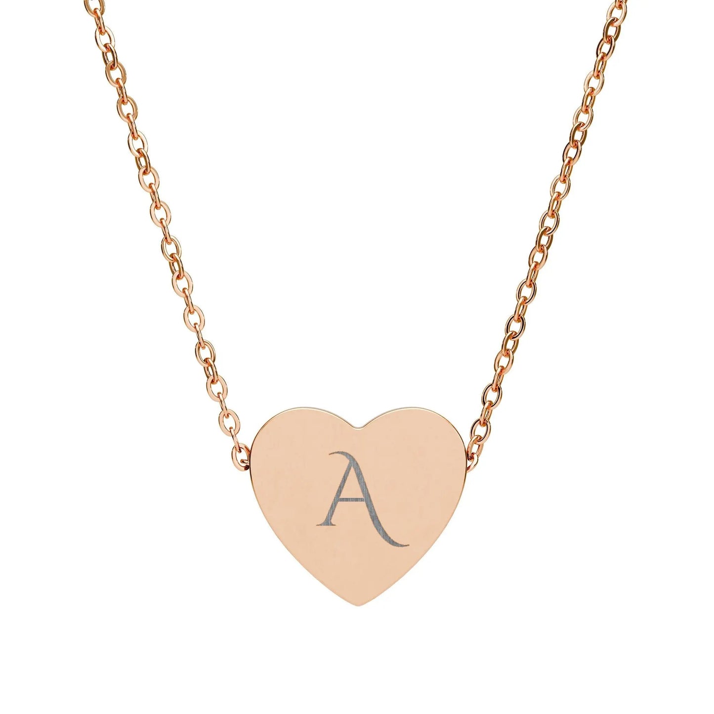 “A” Heart Initial Necklace — Personalized Silver Pendant Gift Printify