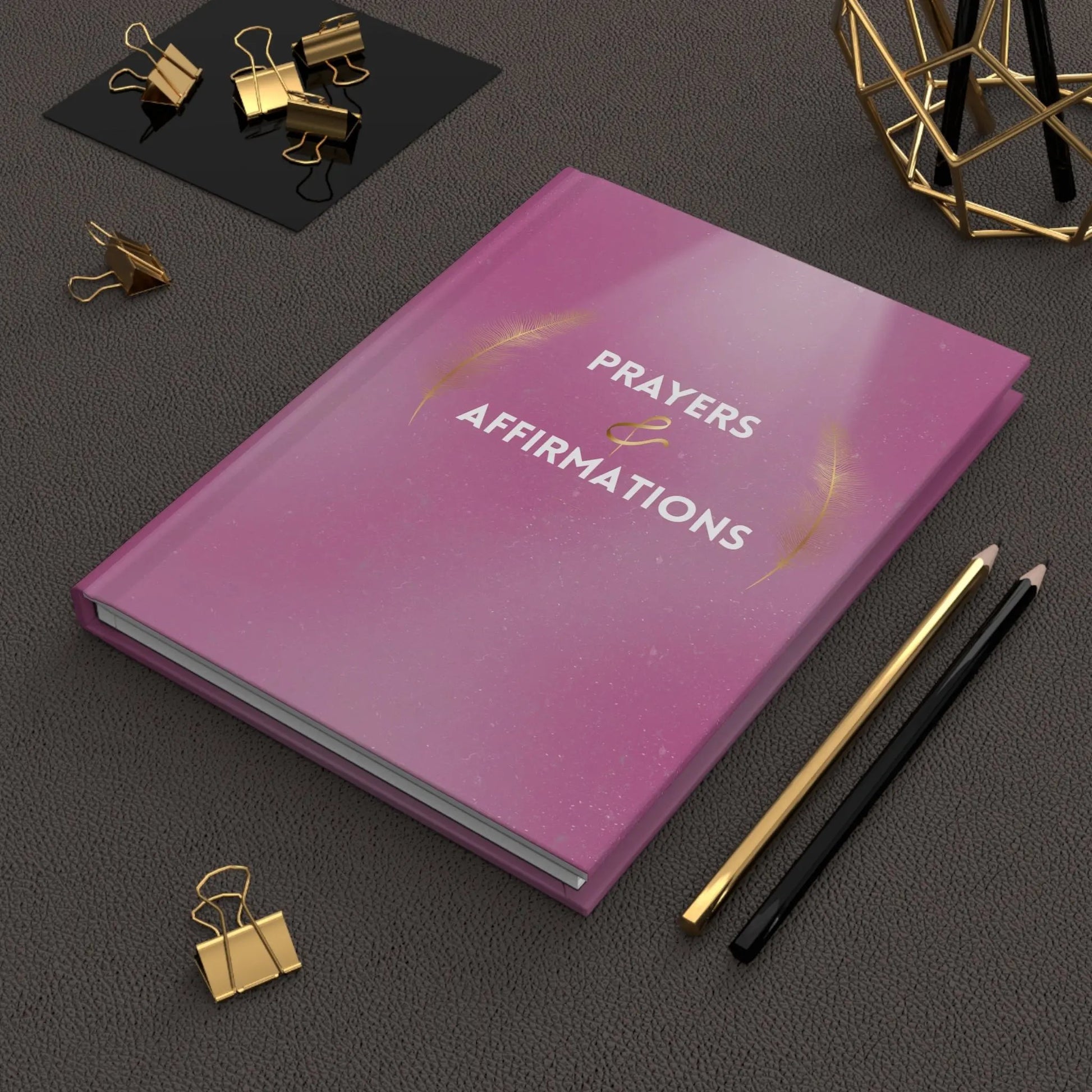 Prayers & Affirmations Hardcover Journal — Pink Matte Guided Prayer and Positive Affirmation Notebook Printify
