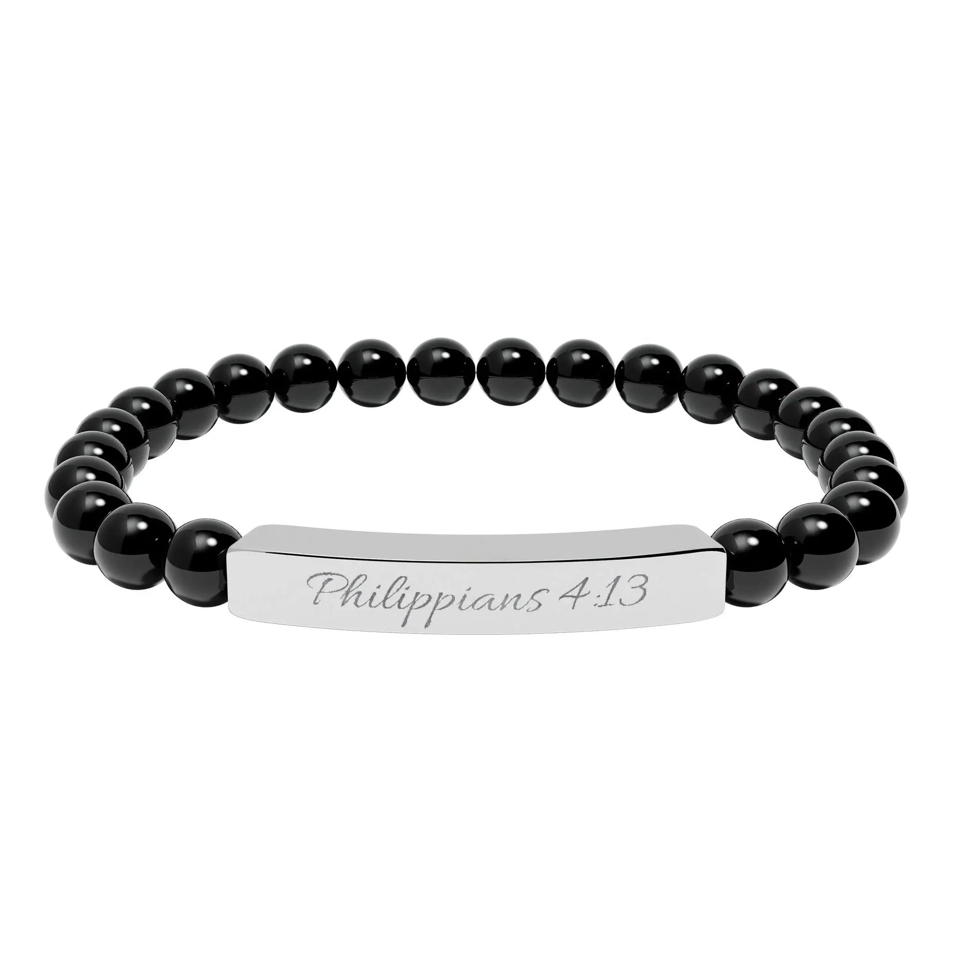 Engravable Natural Stone Bead Bracelet — Personalized Stretch Bar Bracelet Printify