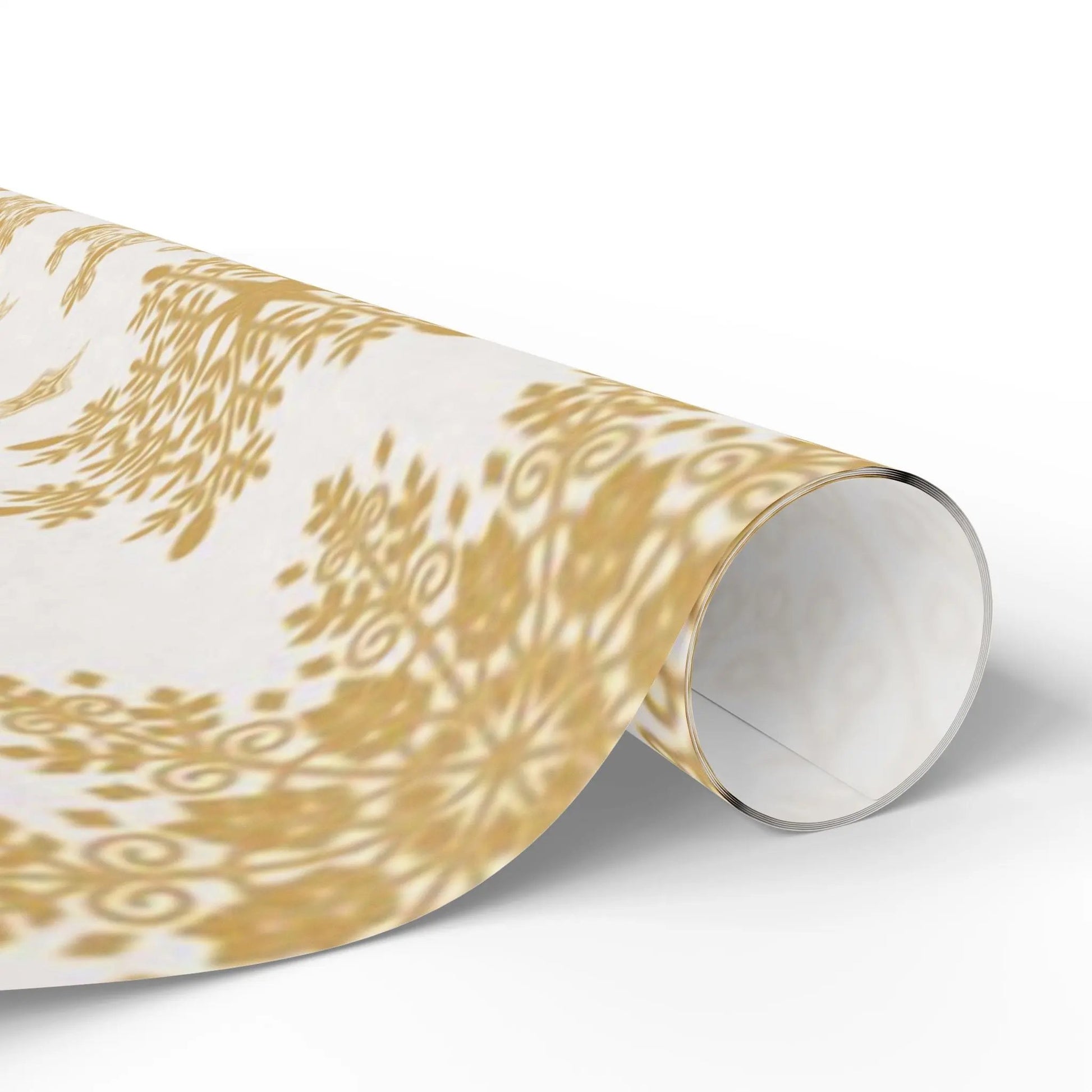 Gold Snowflake Wrapping Paper Roll — Elegant Holiday Gift Wrap Printify