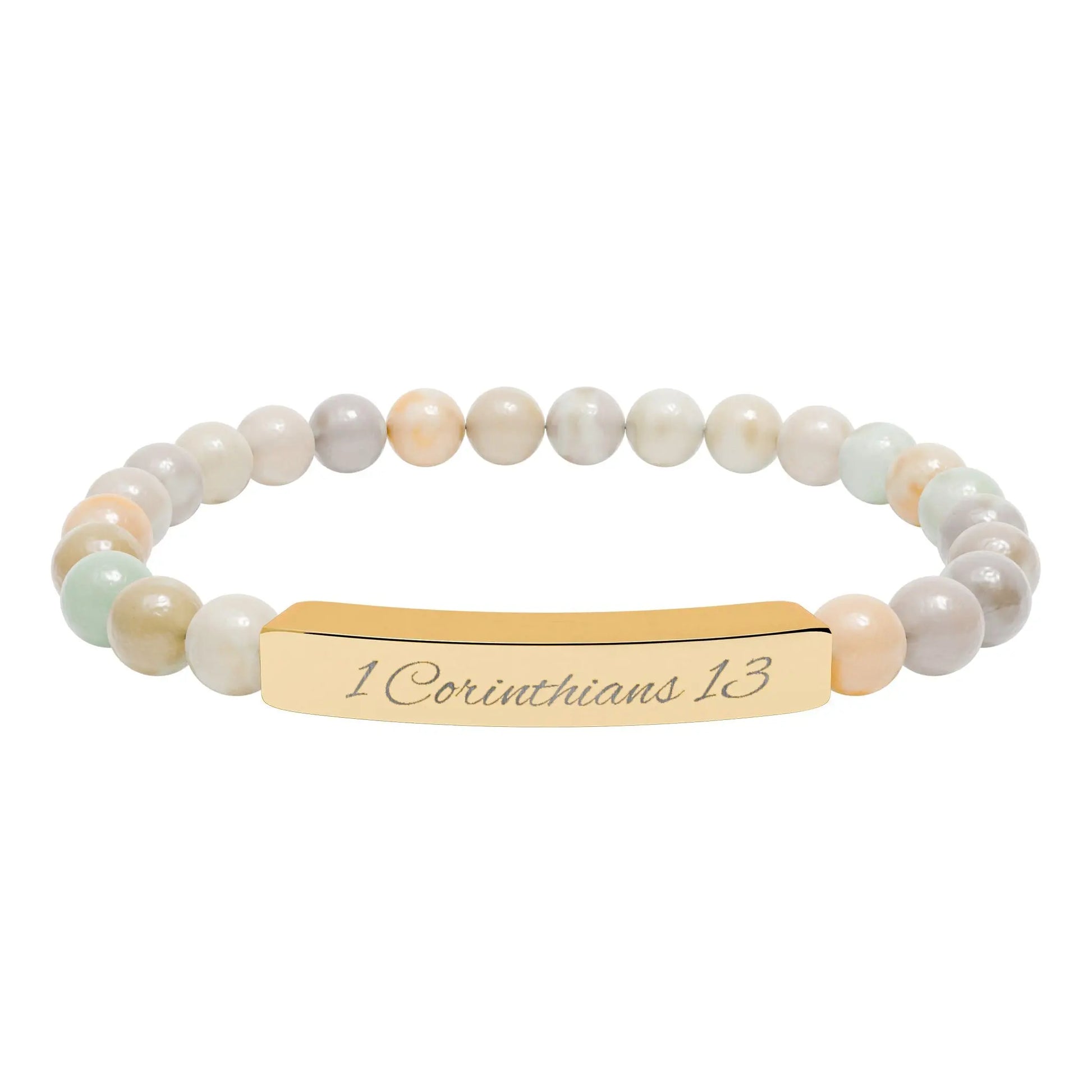 Engraved Natural Stone Stretch Bracelet — Personalized Bar Bead Bracelet Printify
