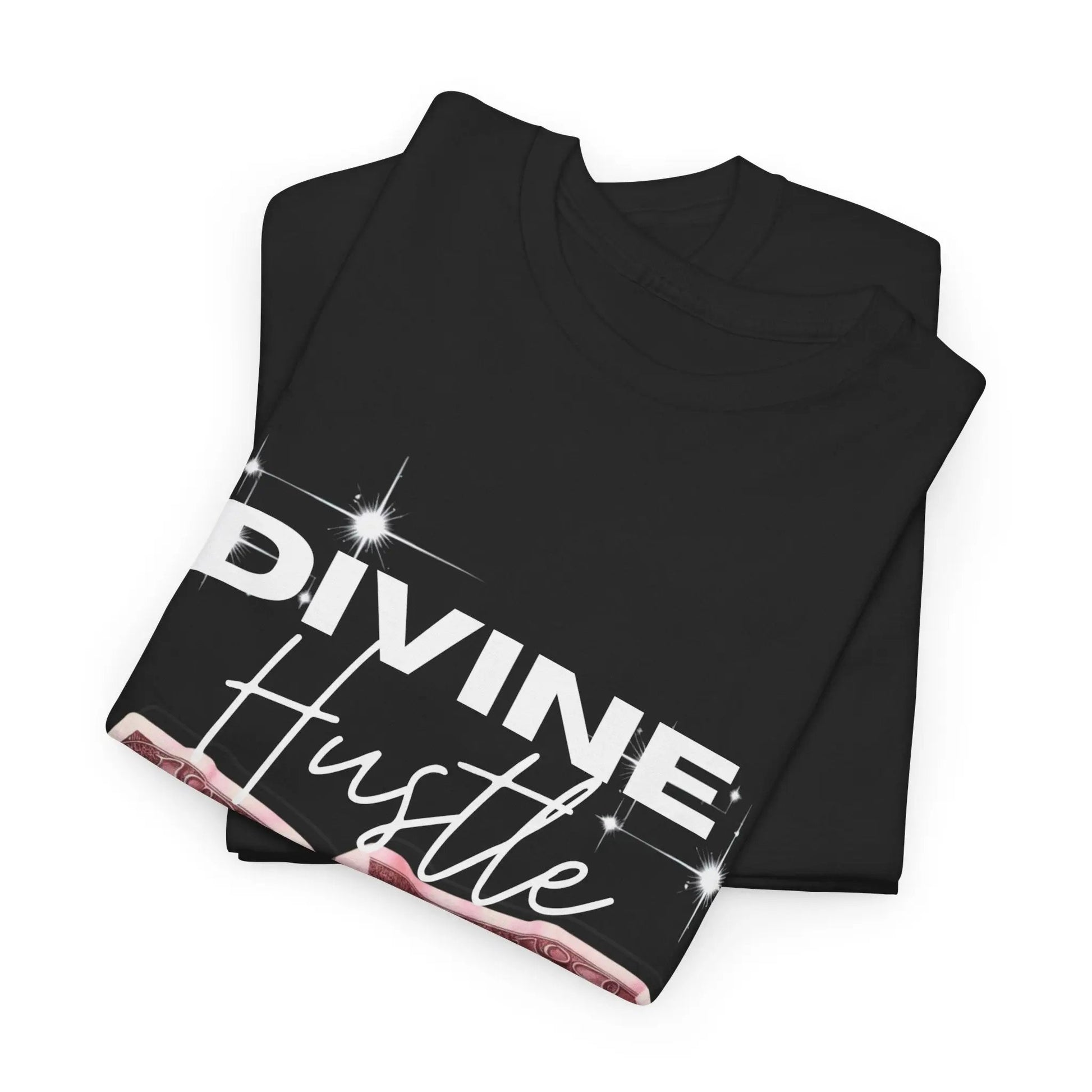 "Divine Hustle" T-Shirt — Graphic Money & Script Logo Tee Printify