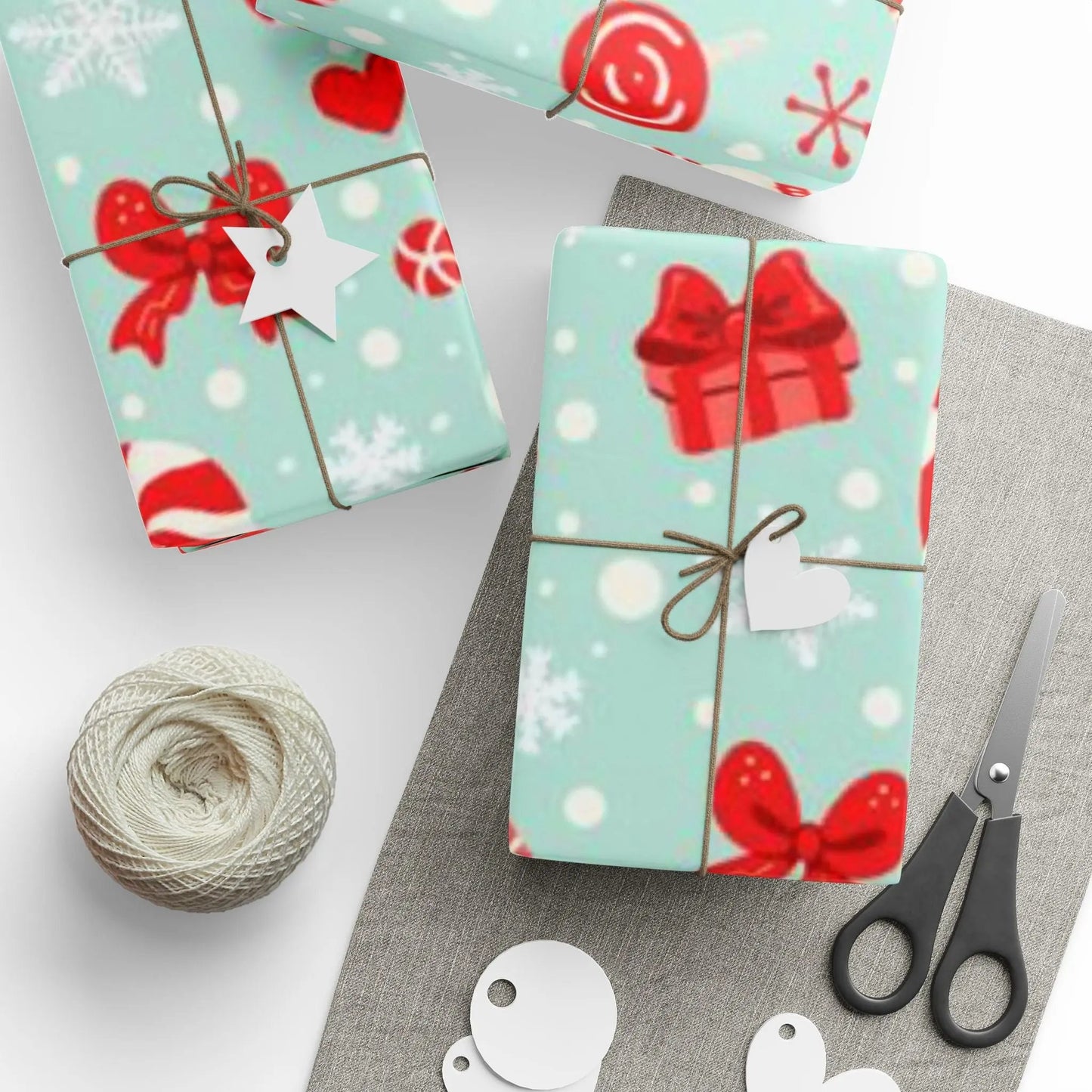 Christmas Candy Cane Wrapping Paper Roll — Retro Mint & Red Holiday Gift Wrap Printify