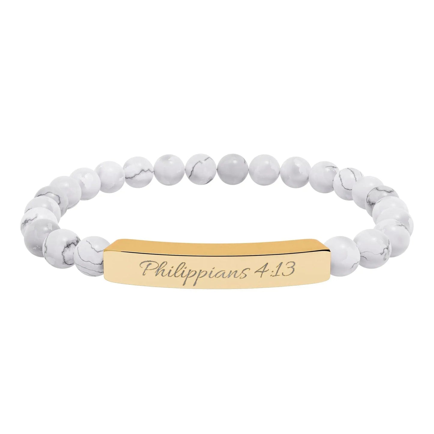 Engravable Natural Stone Bead Bracelet — Personalized Stretch Bar Bracelet Printify