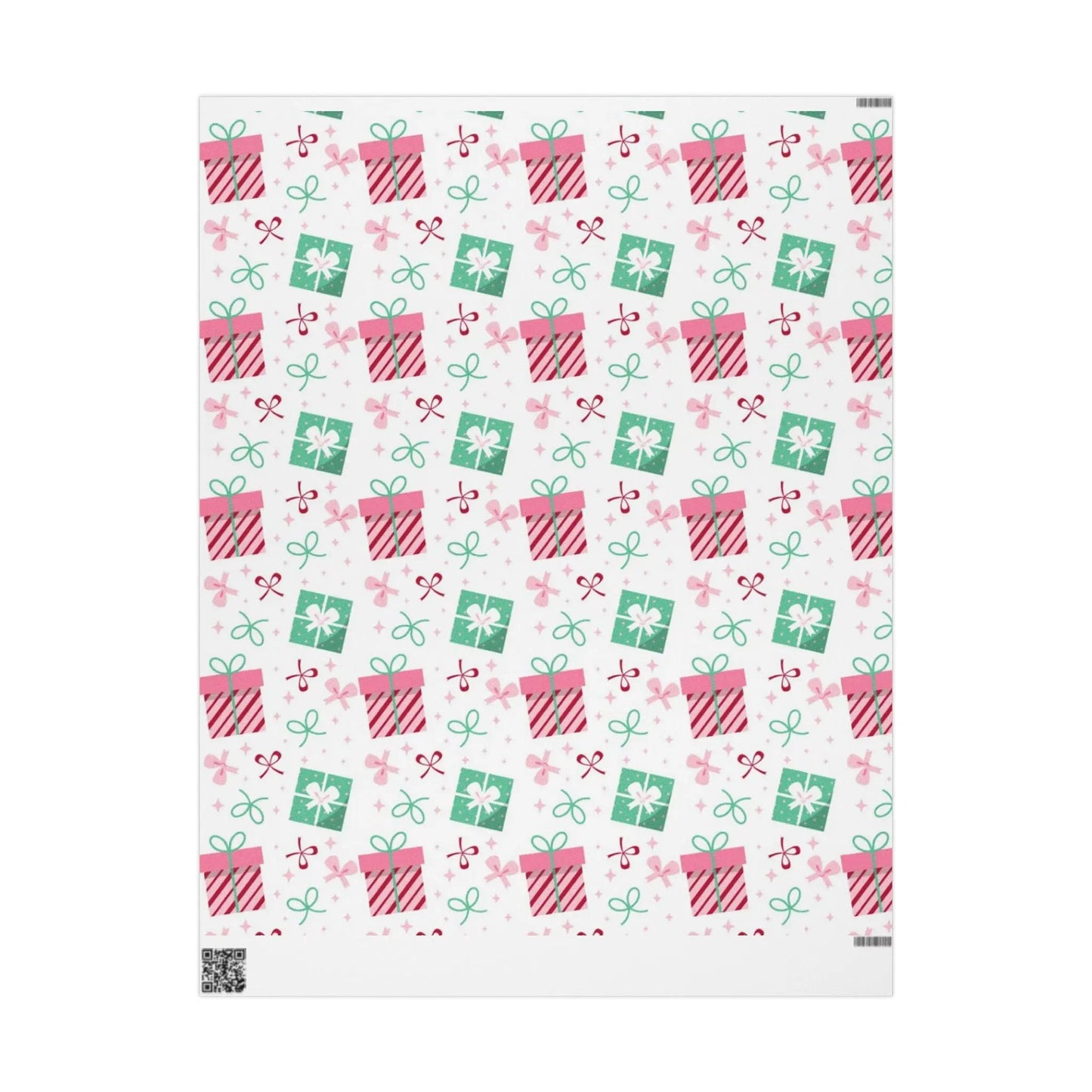 Holiday Gift Wrap Paper — Pink & Green Present Pattern (Christmas Wrapping Paper) Printify