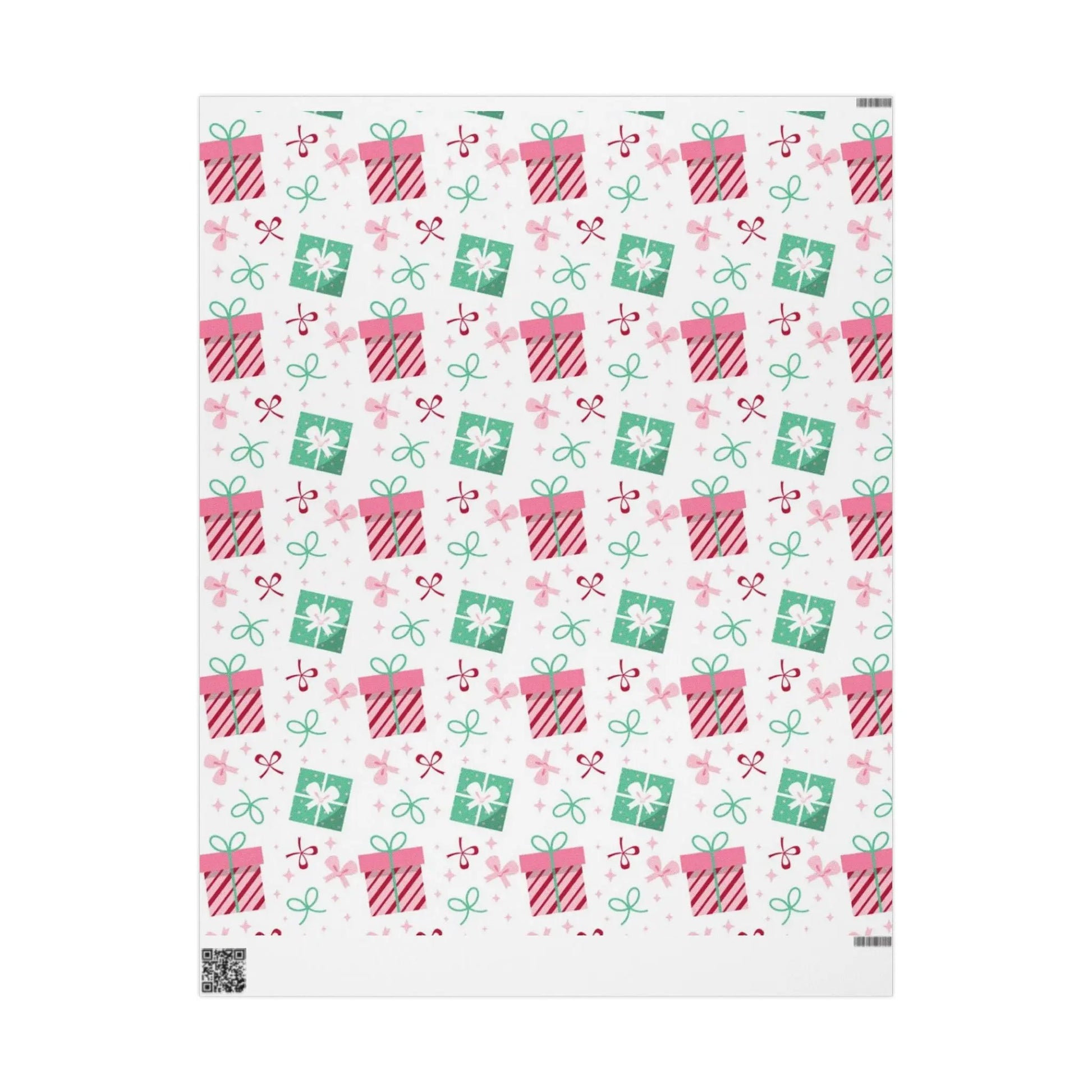 Holiday Gift Wrap Paper — Pink & Green Present Pattern (Christmas Wrapping Paper) Printify