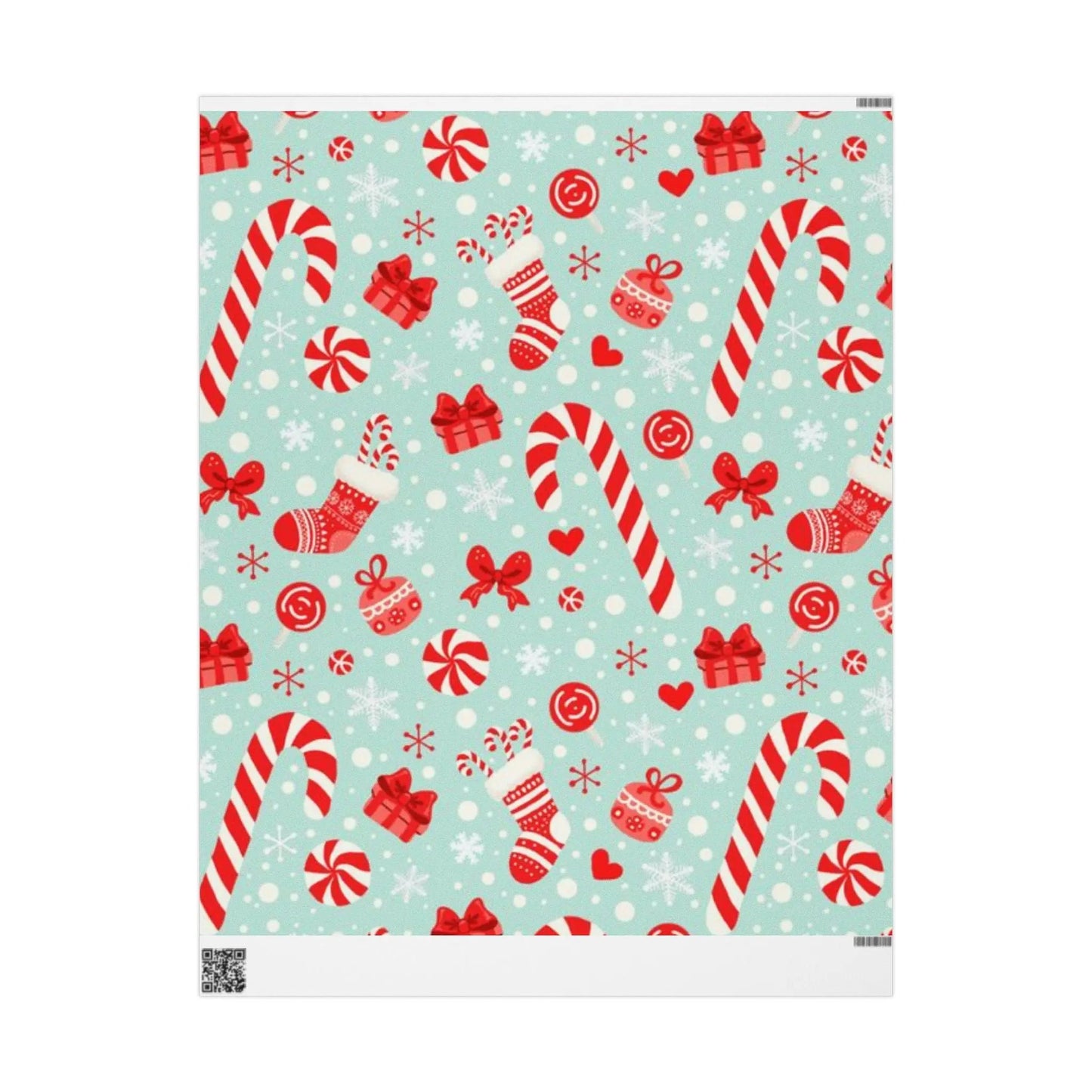 Christmas Candy Cane Wrapping Paper Roll — Retro Mint & Red Holiday Gift Wrap Printify