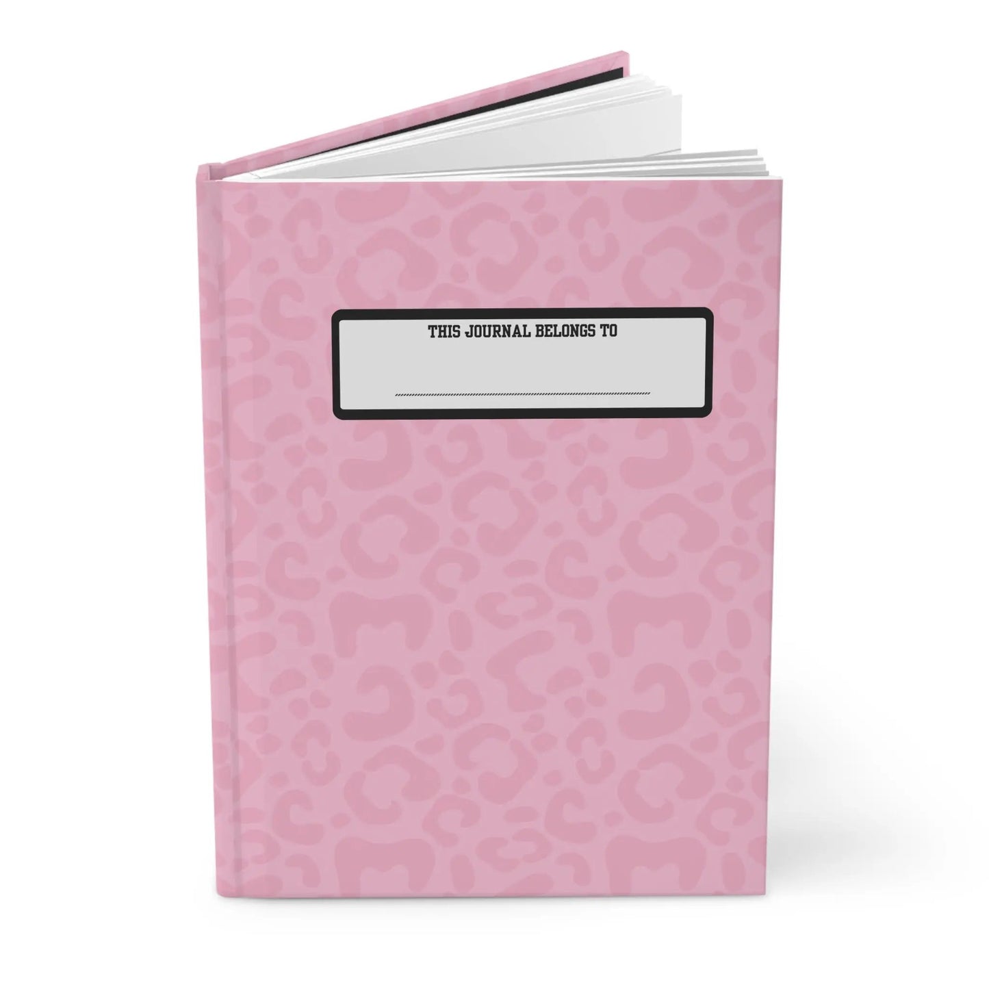 Pink Leopard Hardcover Journal — "This Journal Belongs To" Personalized Notebook for Teens & Women Printify