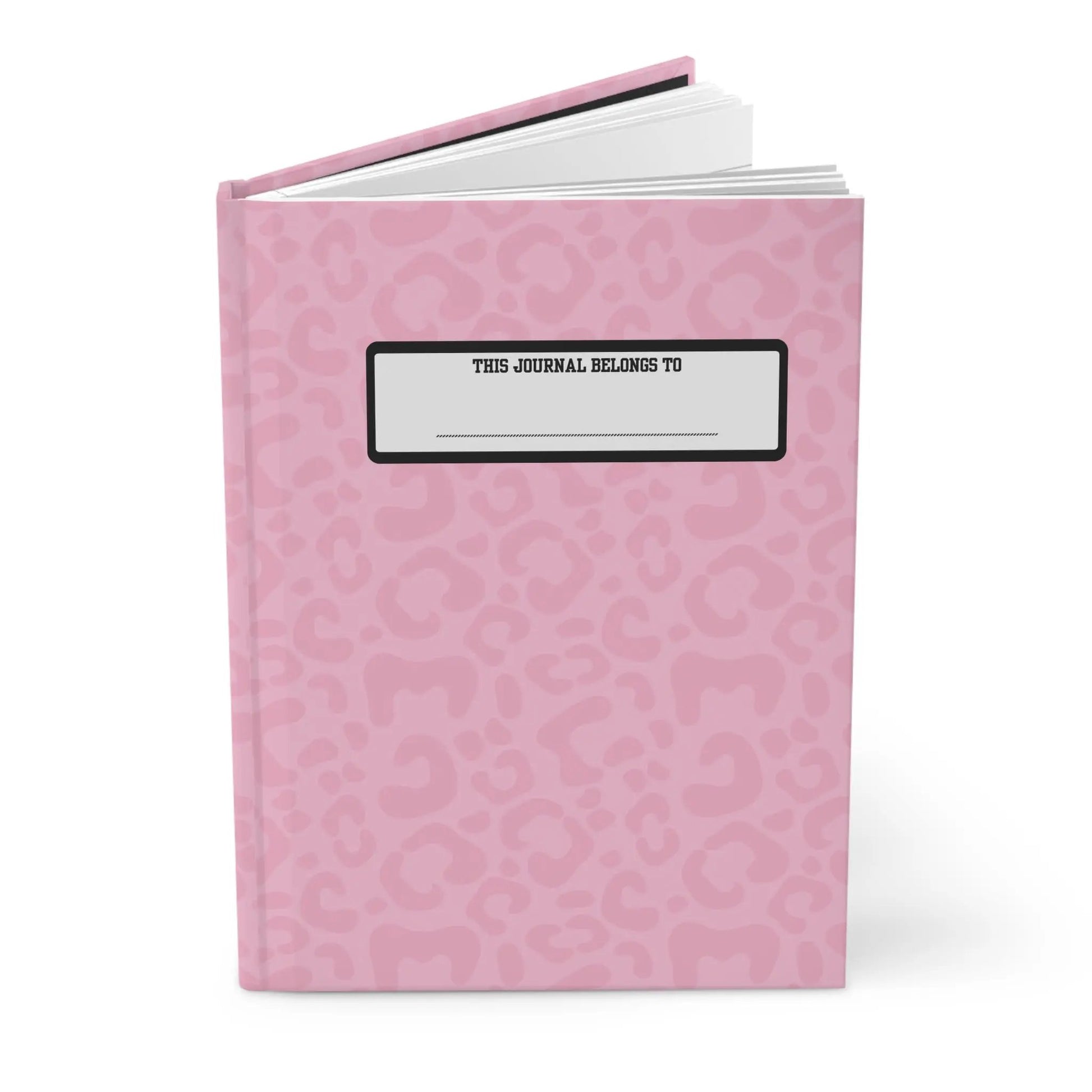 Pink Leopard Hardcover Journal — "This Journal Belongs To" Personalized Notebook for Teens & Women Printify
