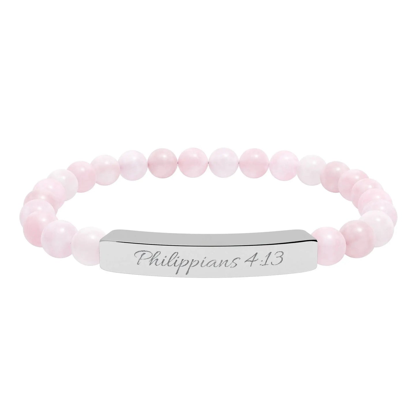 Engravable Natural Stone Bead Bracelet — Personalized Stretch Bar Bracelet Printify