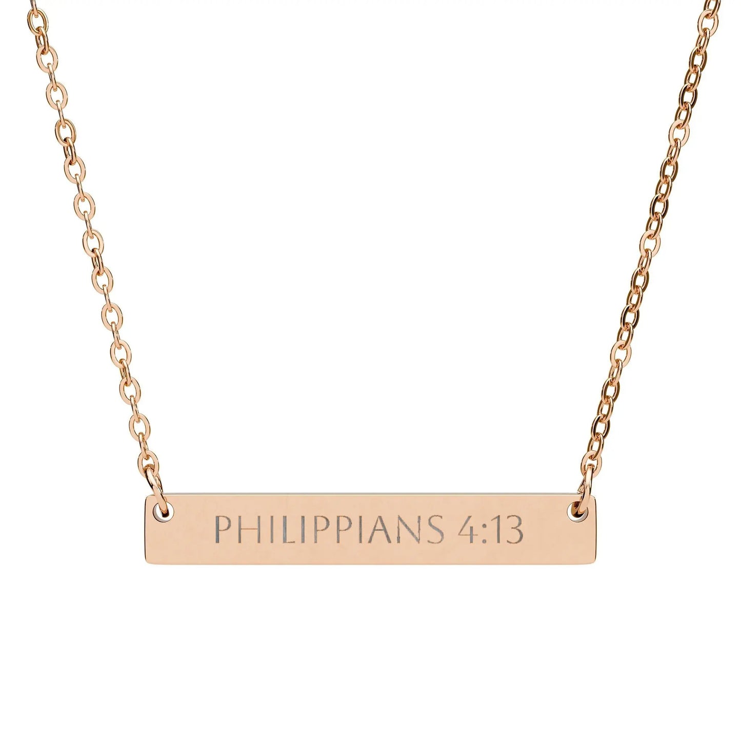 Unshakable Strength Horizontal Bar Necklace — Personalized "Philippians 4:13" Pendant Printify
