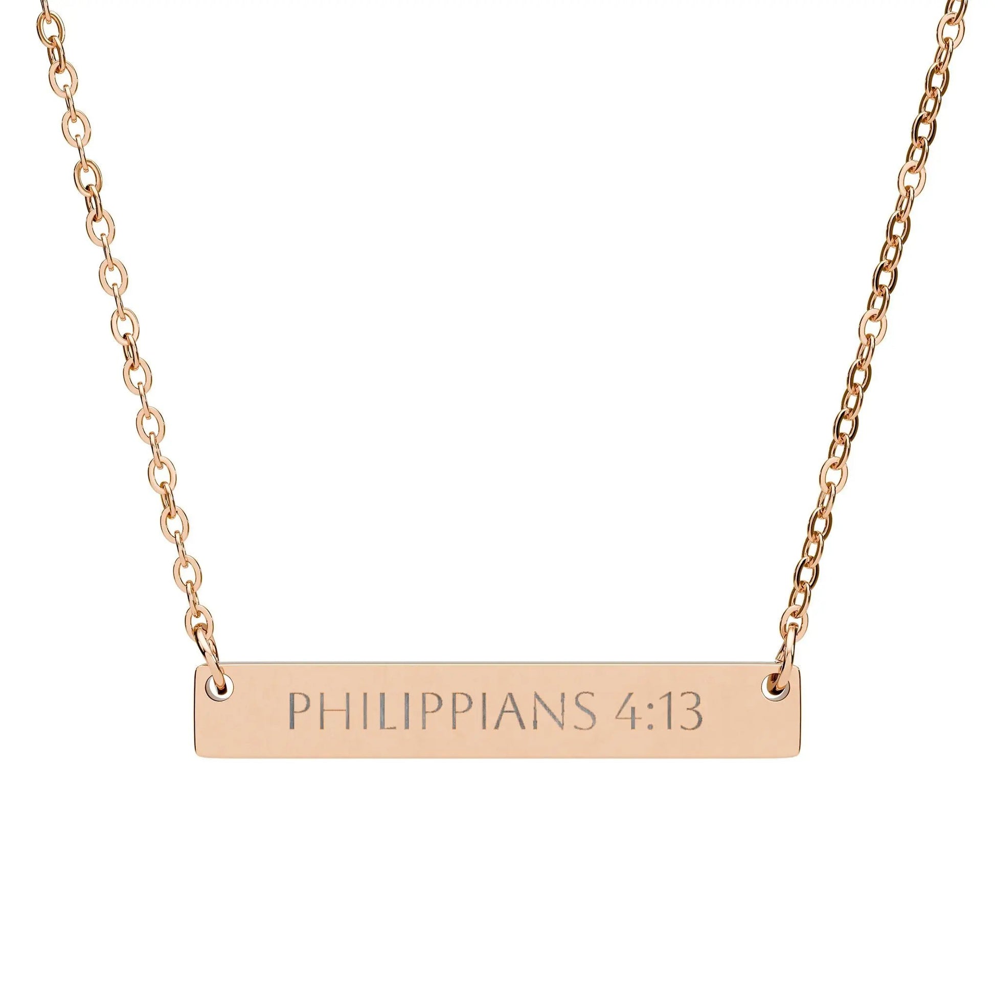 Unshakable Strength Horizontal Bar Necklace — Personalized "Philippians 4:13" Pendant Printify