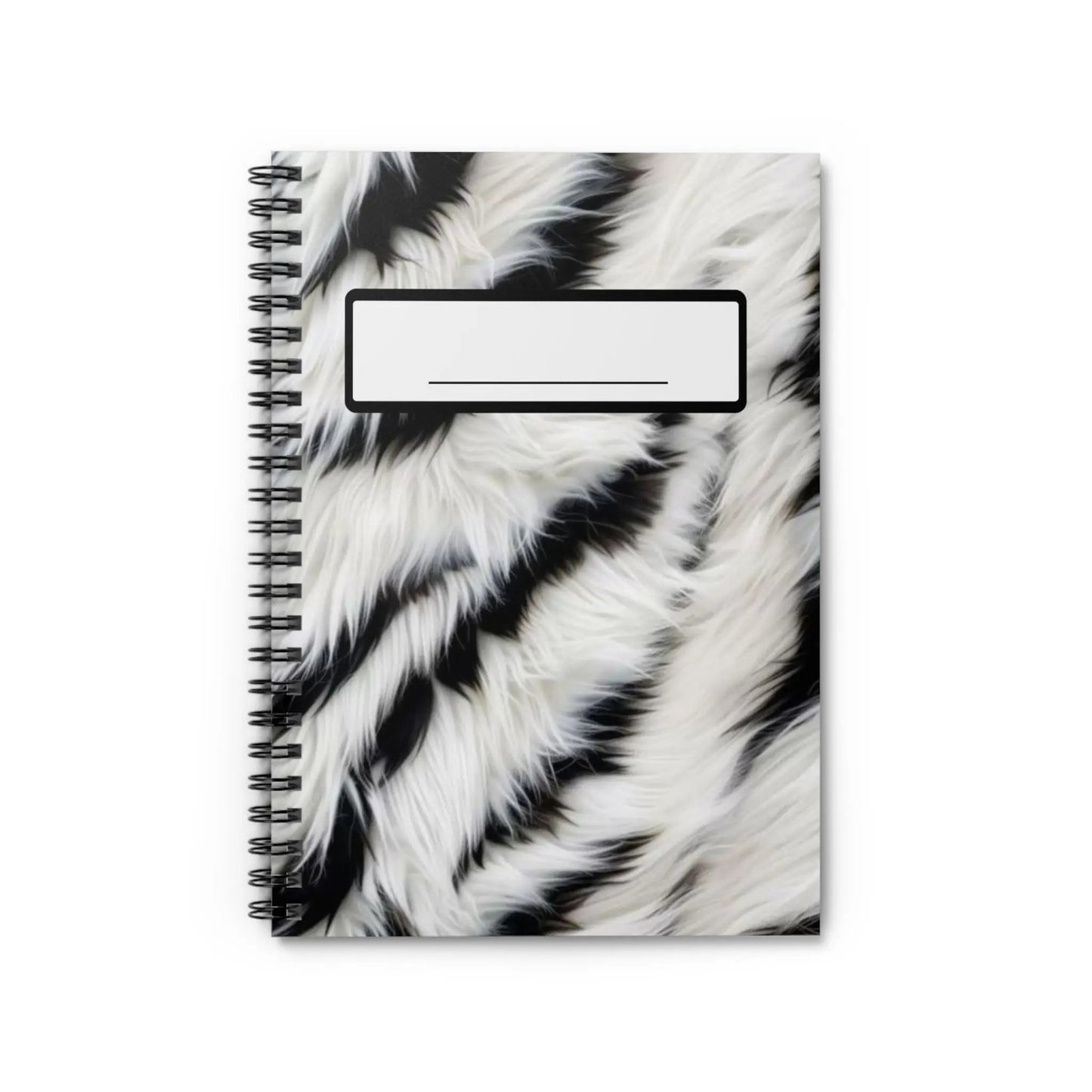 Faux Fur Zebra Spiral Notebook — Ruled Journal with Label Printify
