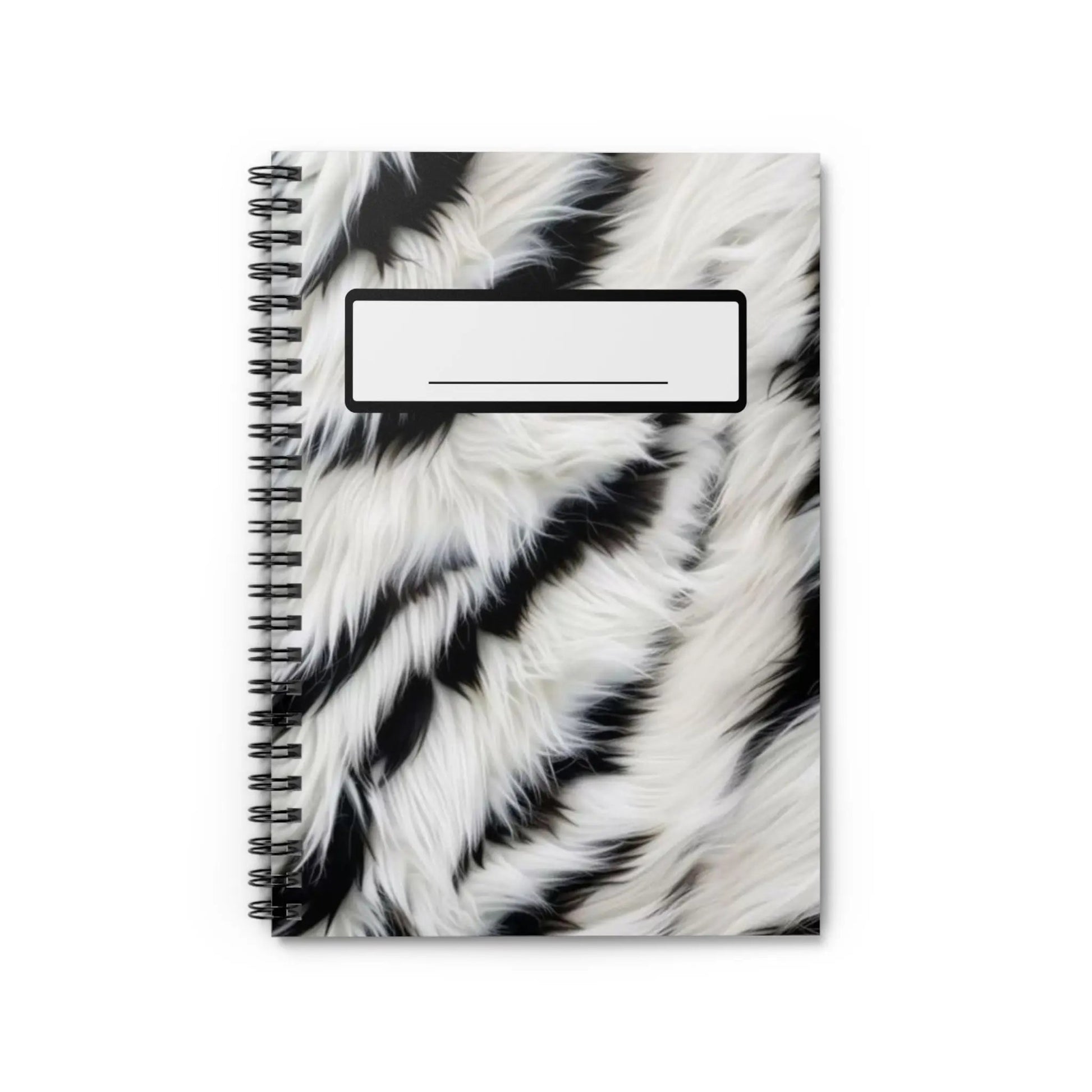 Faux Fur Zebra Spiral Notebook — Ruled Journal with Label Printify