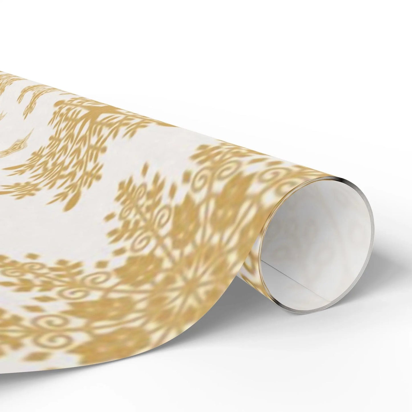 Gold Snowflake Wrapping Paper Roll — Elegant Holiday Gift Wrap Printify