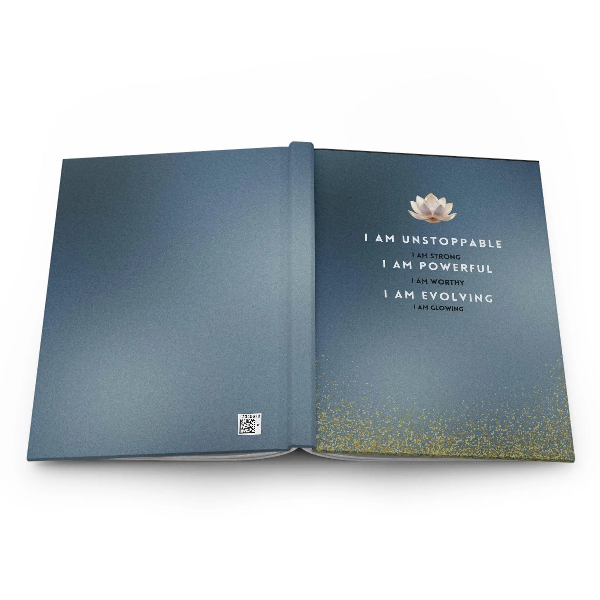 Affirmation Hardcover Journal — "I Am Unstoppable" Lotus Gratitude Notebook Printify