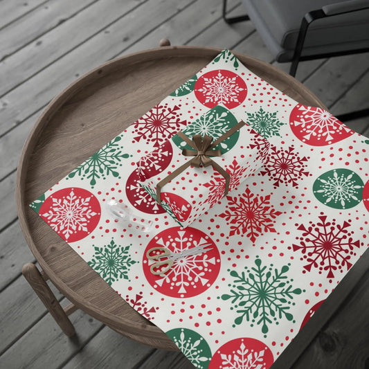 Christmas Snowflake Wrapping Paper — Red & Green Holiday Gift Wrap Printify