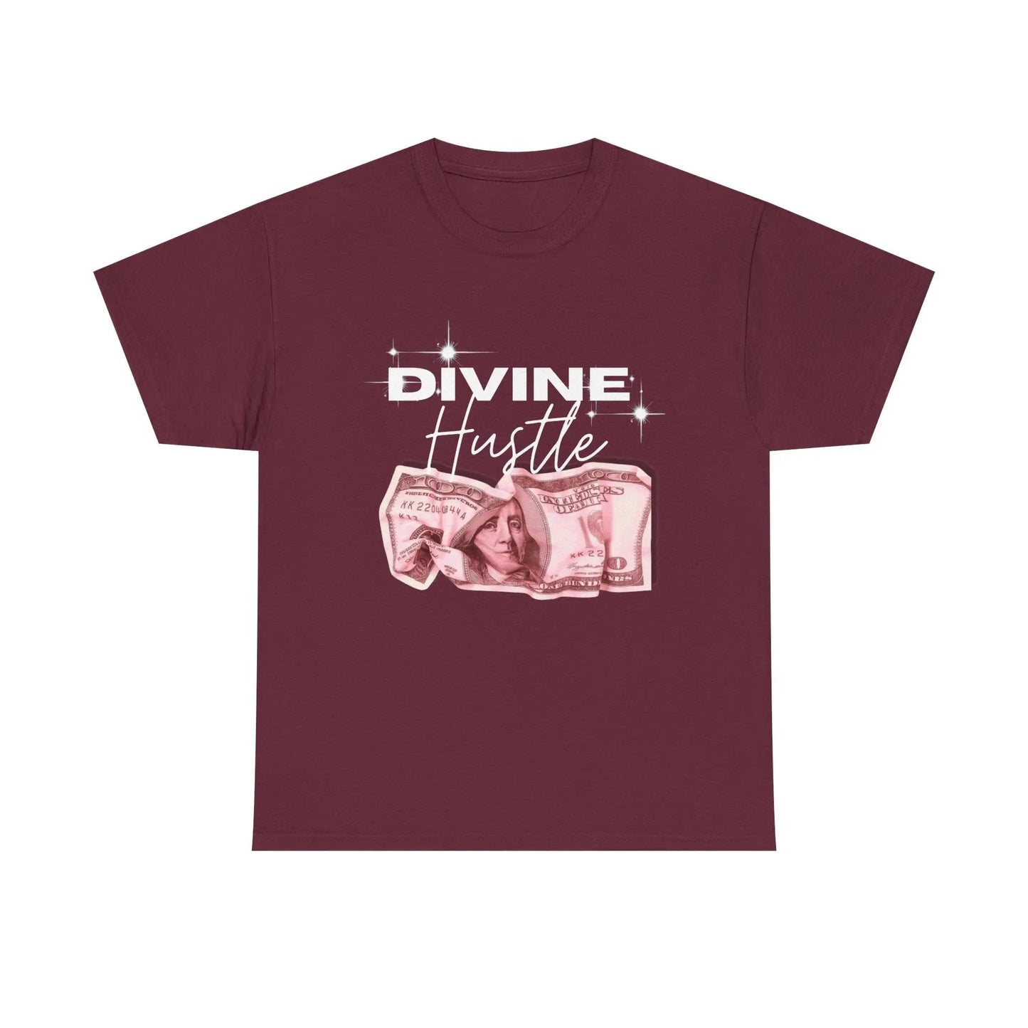 "Divine Hustle" T-Shirt — Graphic Money & Script Logo Tee Printify