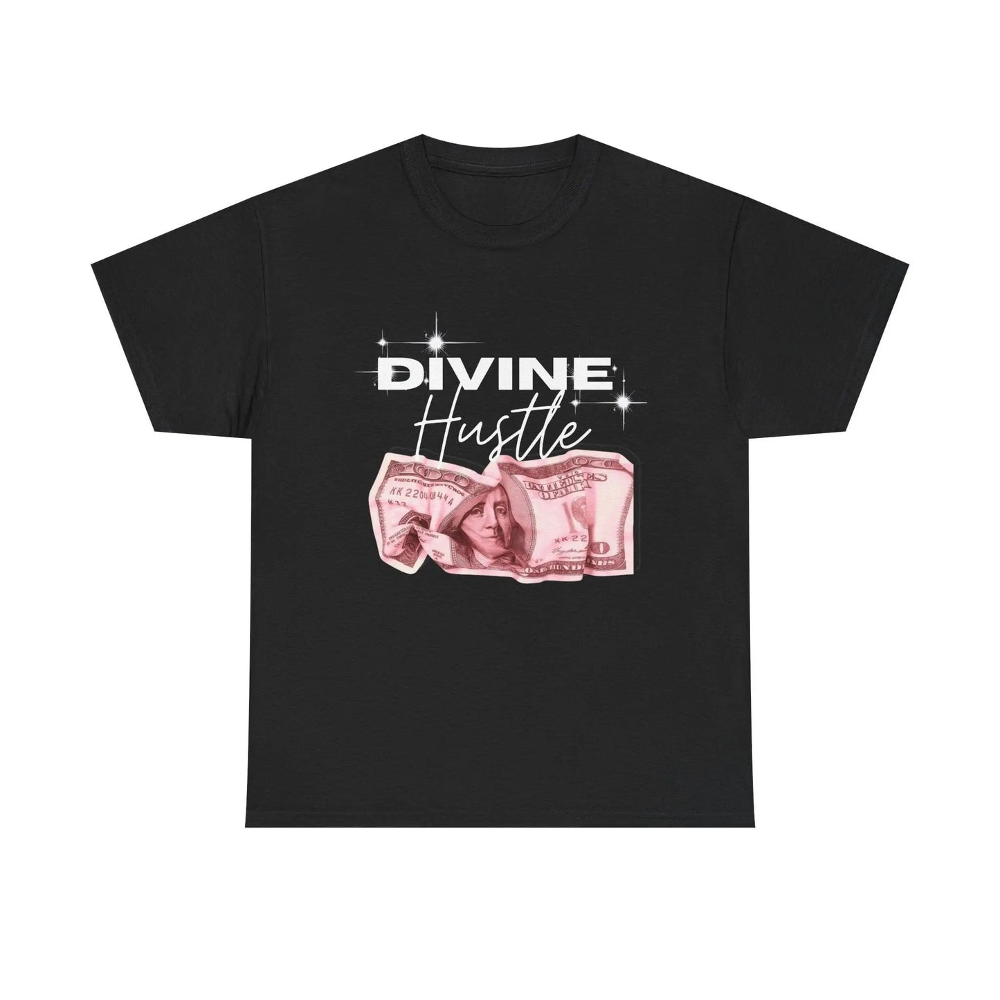 "Divine Hustle" T-Shirt — Graphic Money & Script Logo Tee Printify