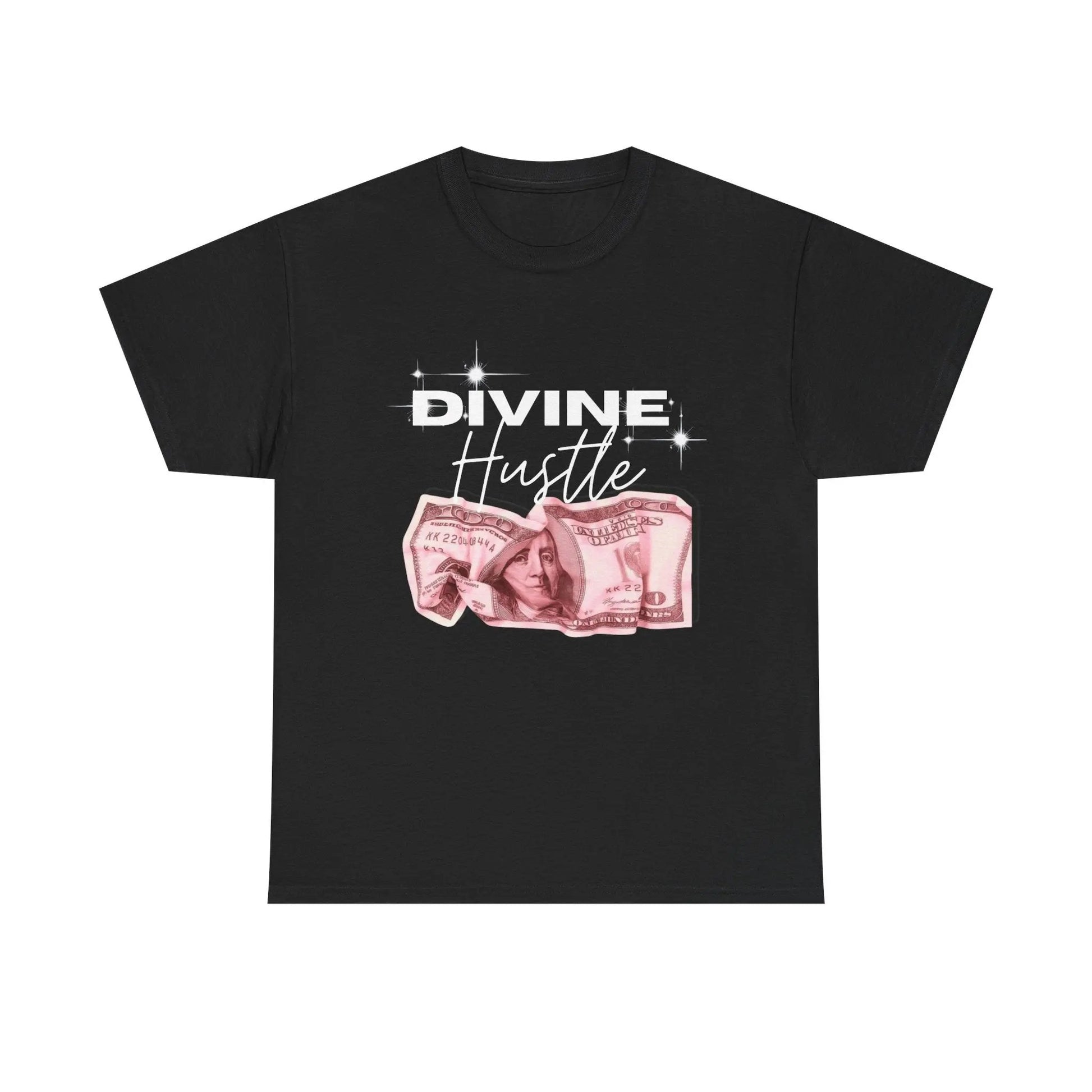 "Divine Hustle" T-Shirt — Graphic Money & Script Logo Tee Printify