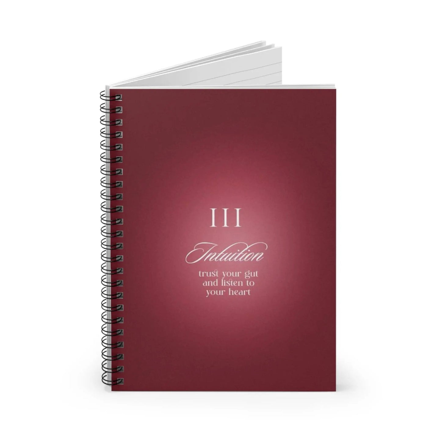 Intuition Tarot III Spiral Notebook — Ruled Journal with 'Trust Your Gut' Quote Printify