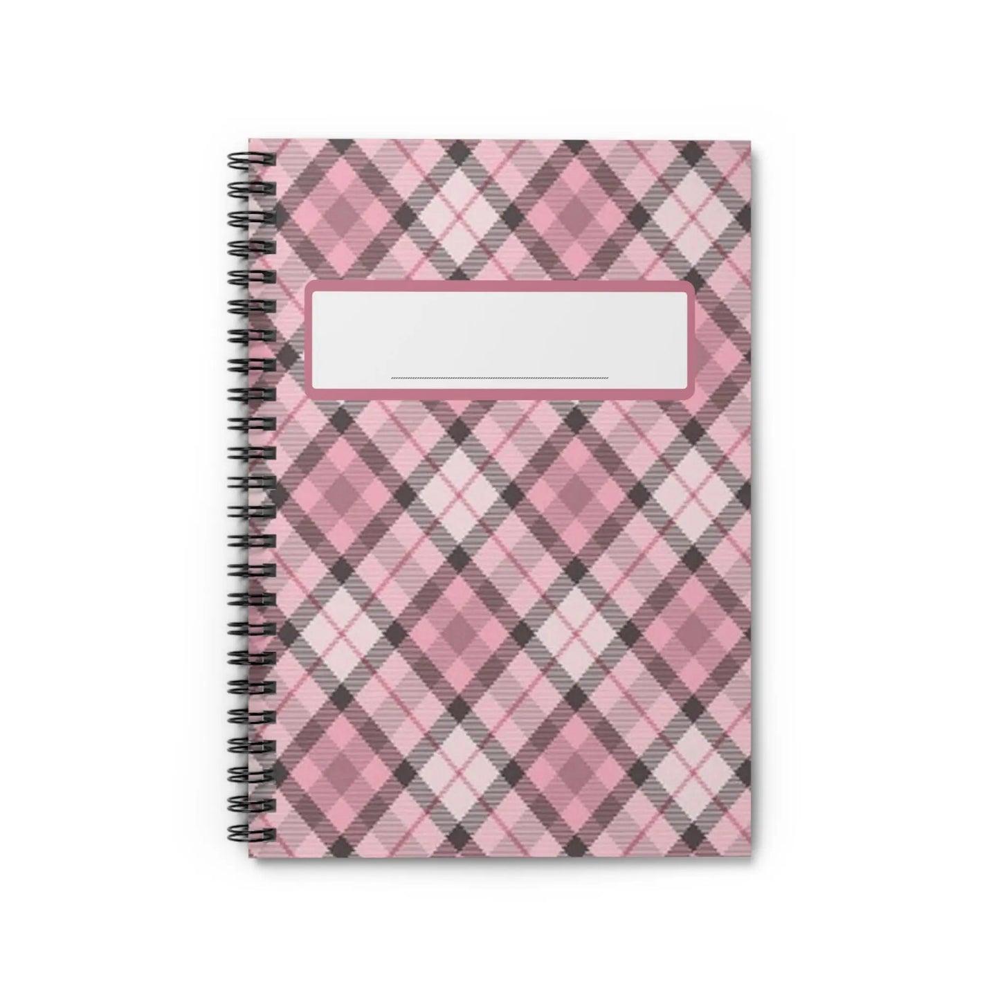 Pink Plaid Spiral Notebook — Ruled Journal with Label Printify