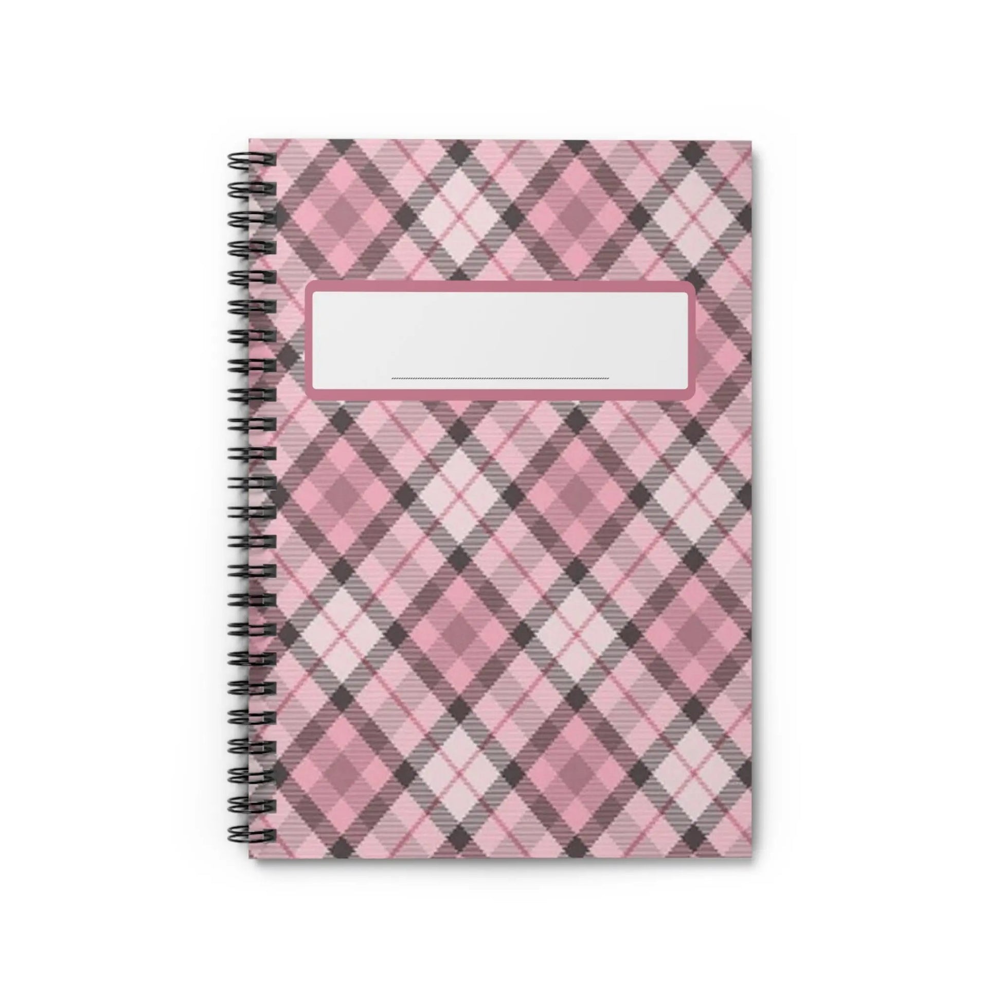 Pink Plaid Spiral Notebook — Ruled Journal with Label Printify