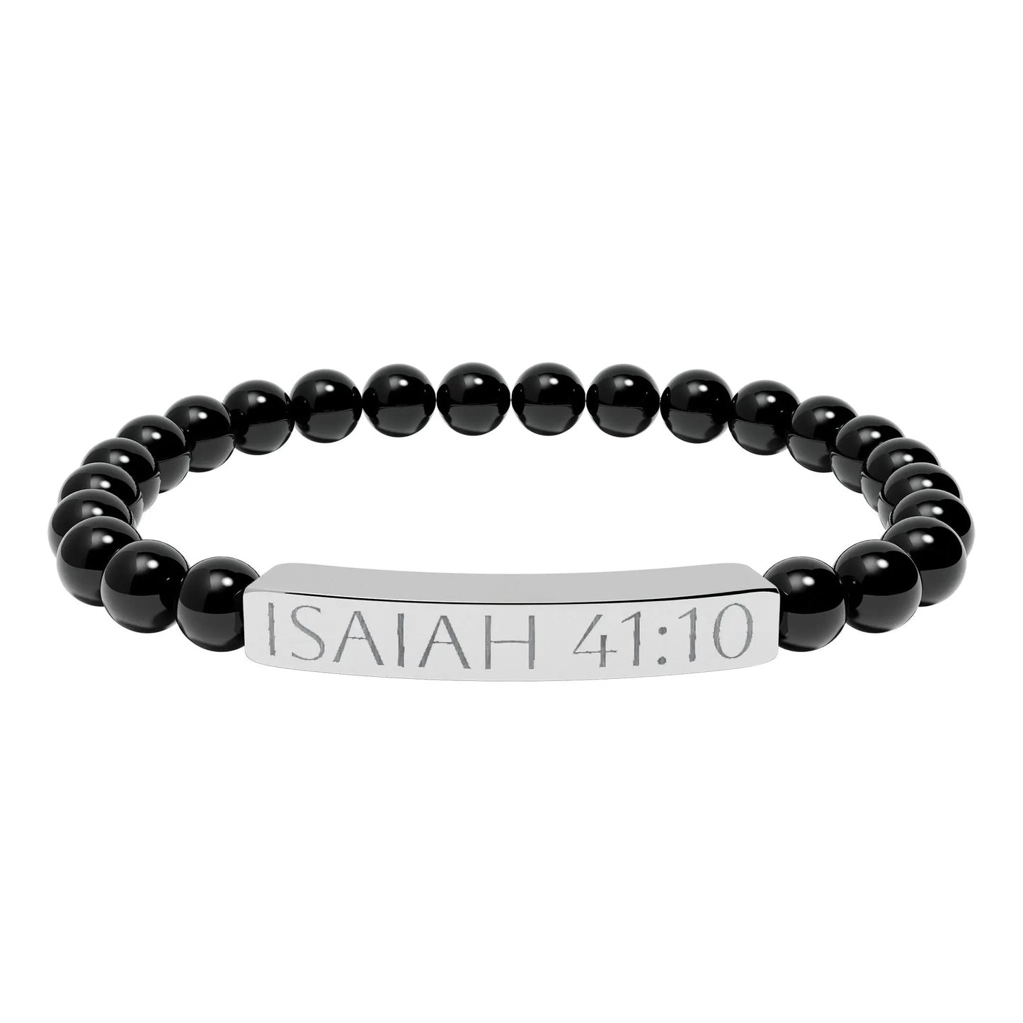 Engraved Isaiah 41:10 Natural Stone Stretch Bracelet Printify