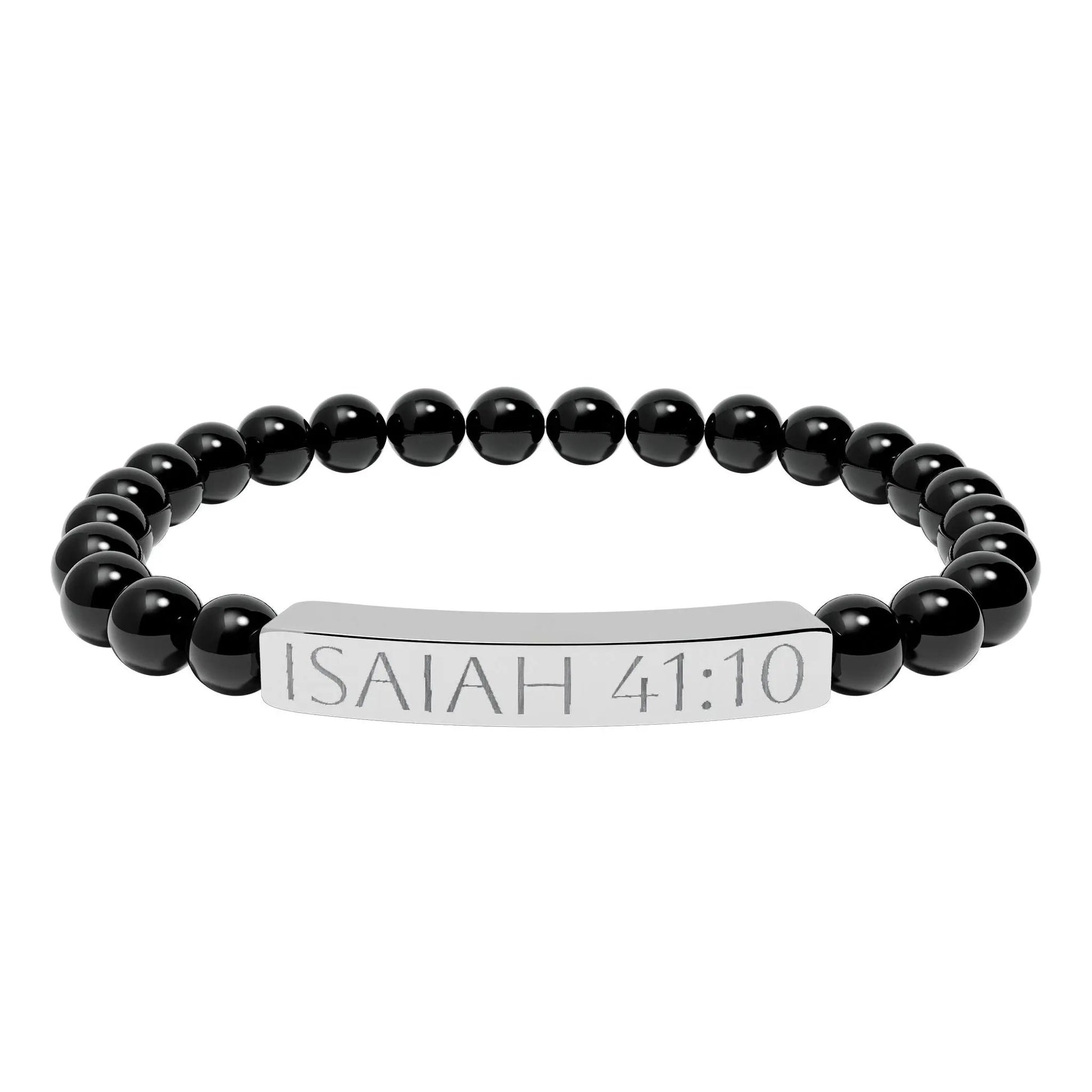 Engraved Isaiah 41:10 Natural Stone Stretch Bracelet Printify