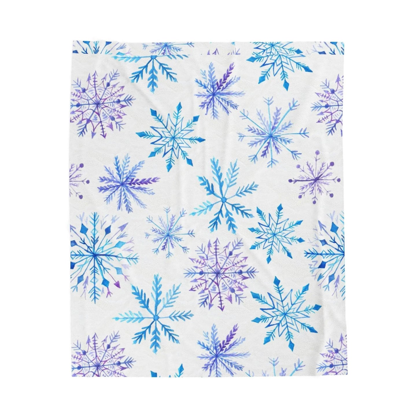 Snowflake Velveteen Plush Blanket — Blue Winter Cozy Throw Printify