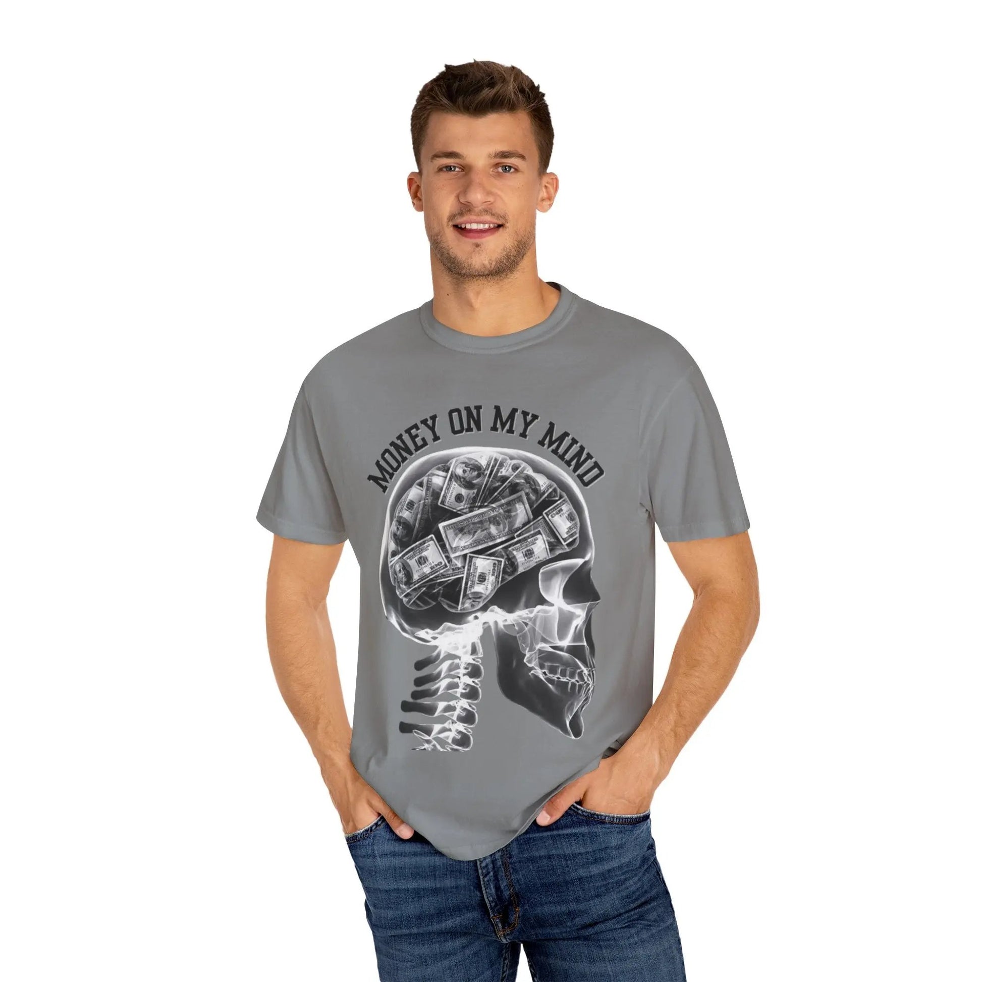 Money On My Mind Skull T-Shirt Printify