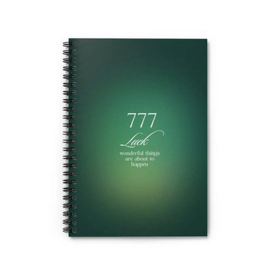 777 Luck Spiral Notebook — Inspirational Green Ruled Journal Printify