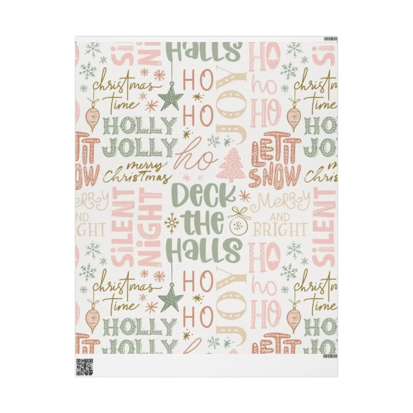 Christmas Word Art Wrapping Paper — Pastel Deck the Halls Gift Wrap Printify
