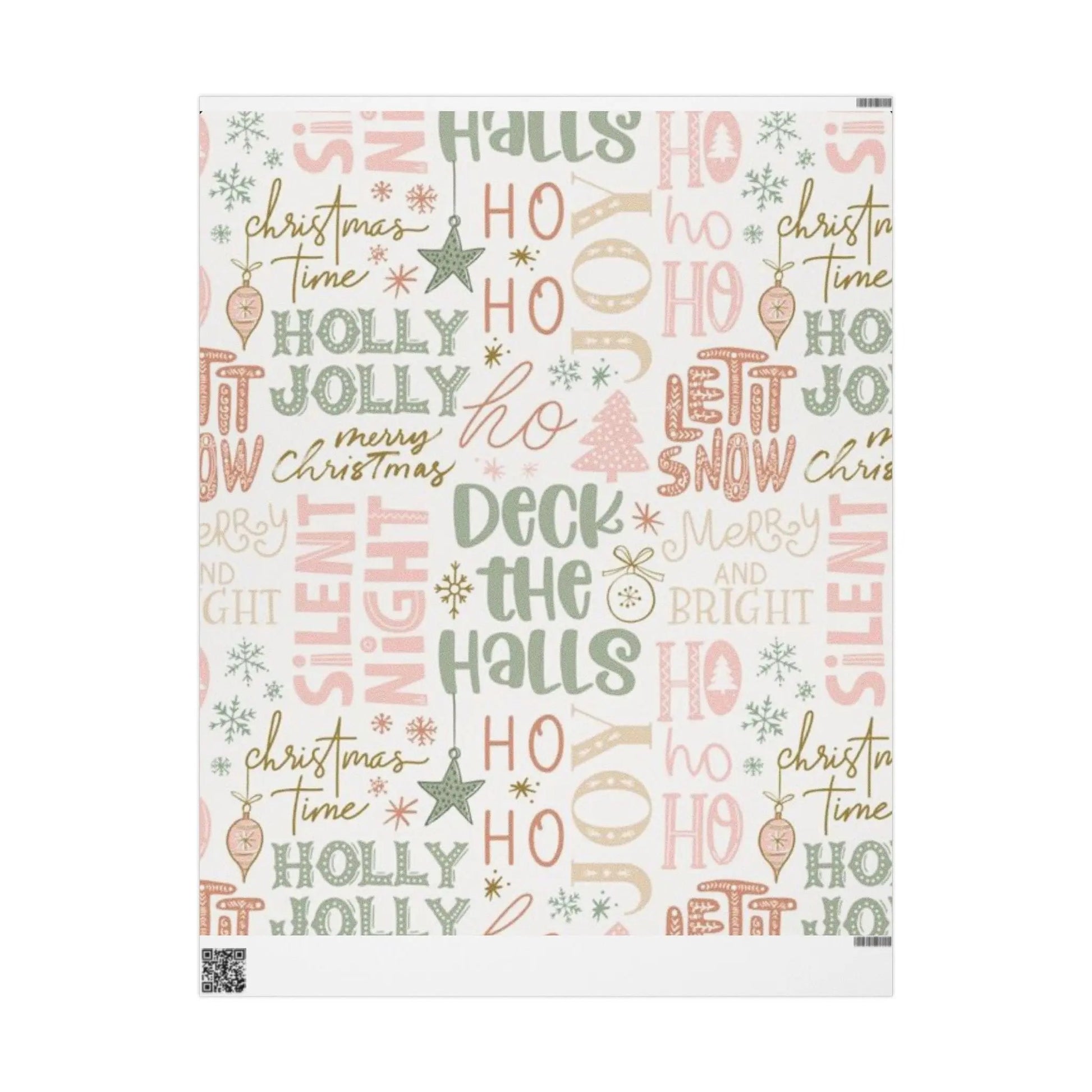 Christmas Word Art Wrapping Paper — Pastel Deck the Halls Gift Wrap Printify