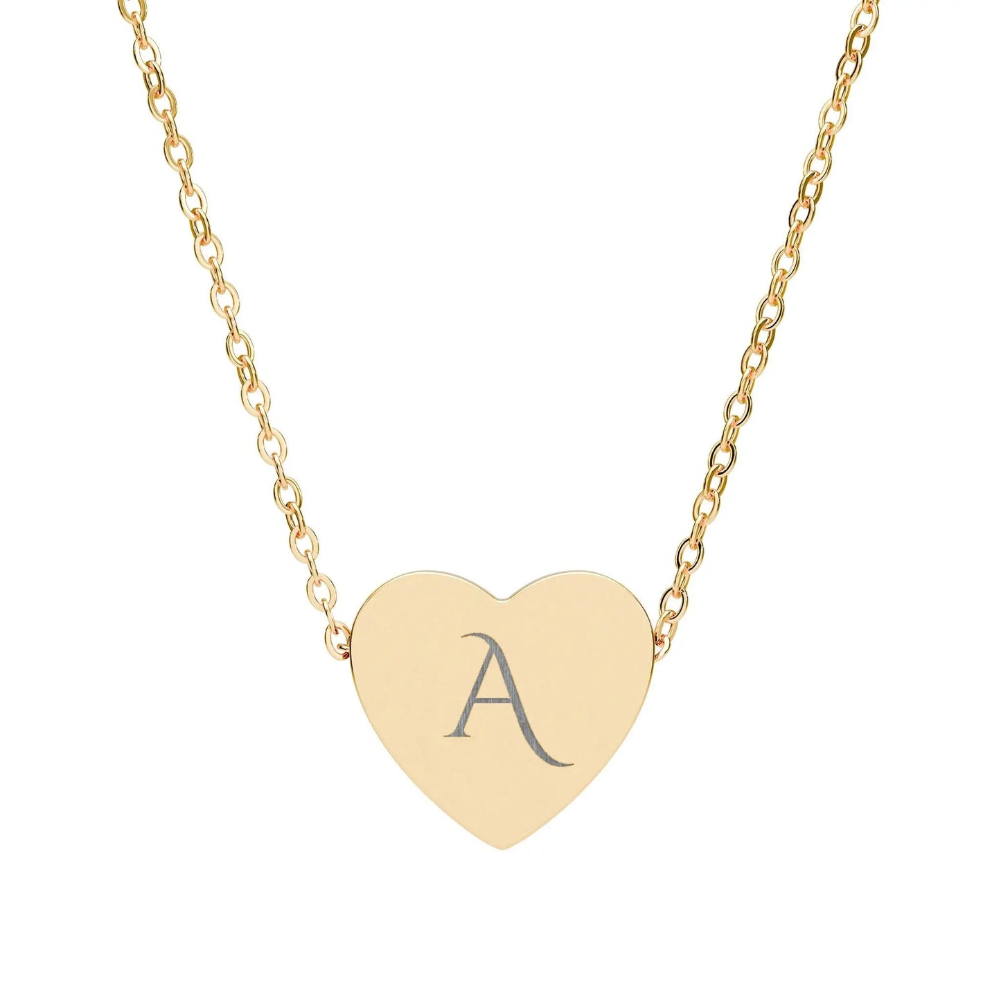 “A” Heart Initial Necklace — Personalized Silver Pendant Gift Printify