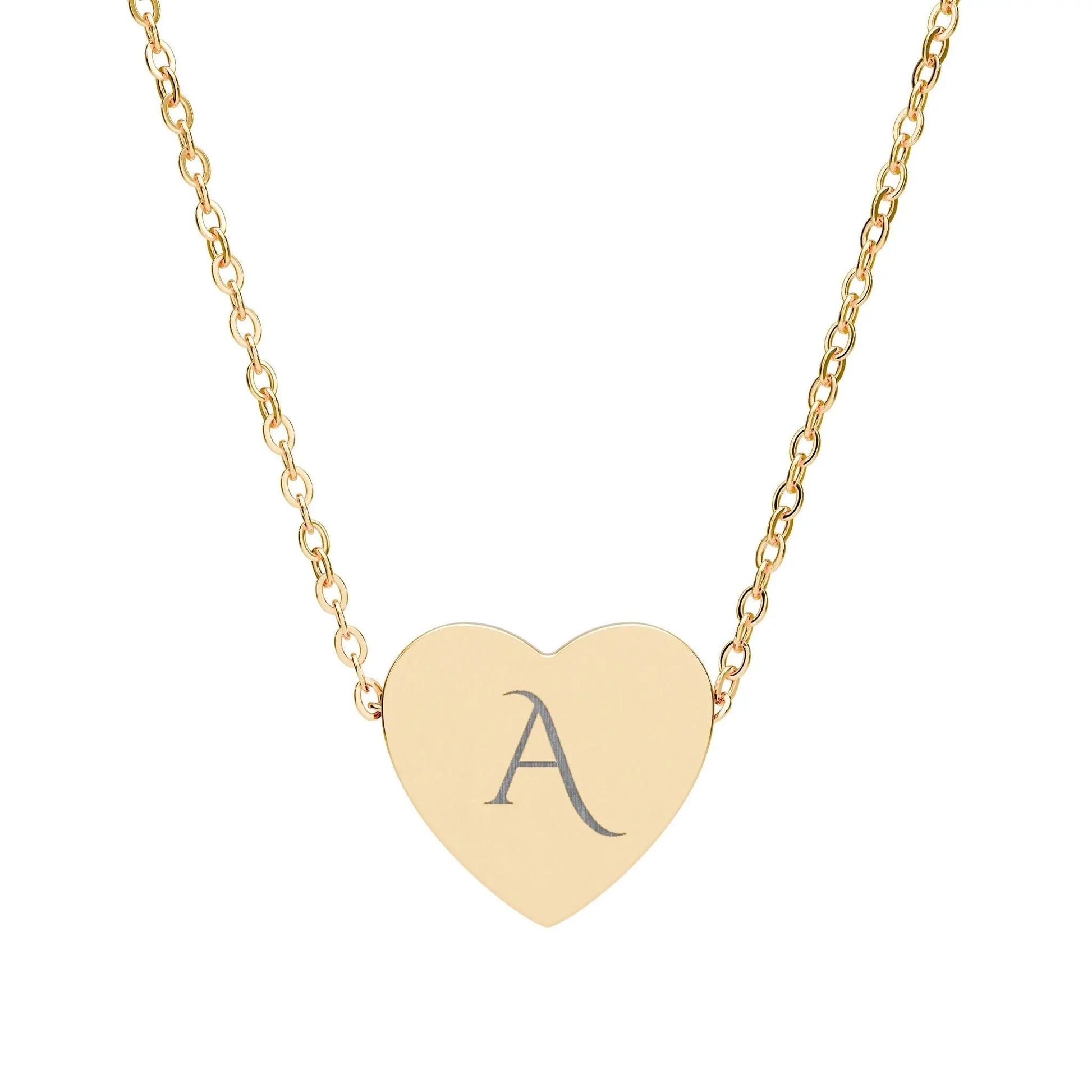 “A” Heart Initial Necklace — Personalized Silver Pendant Gift Printify