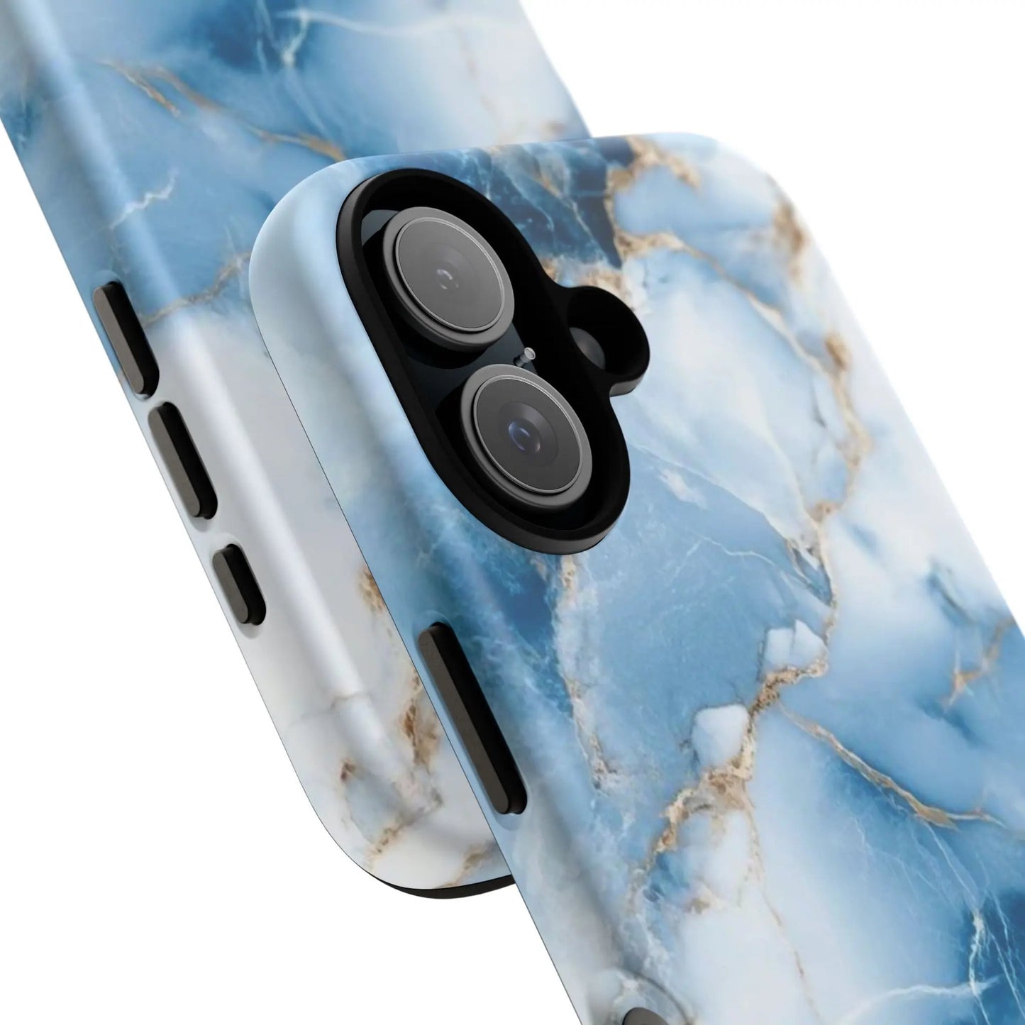 Blue Marble Tough iPhone16 Case — Protective iPhone Cover with Gold Vein Design Printify