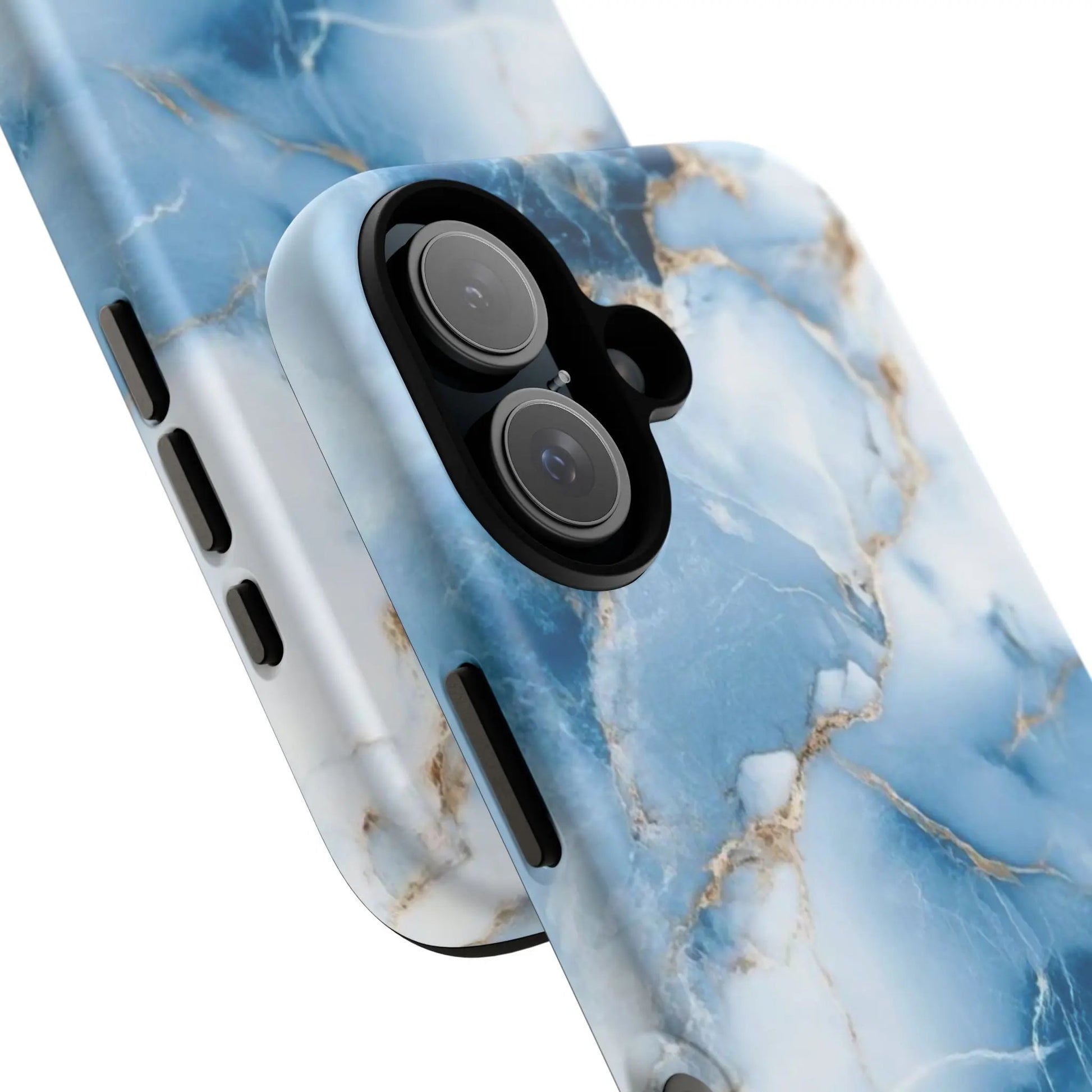 Blue Marble Tough iPhone16 Case — Protective iPhone Cover with Gold Vein Design Printify