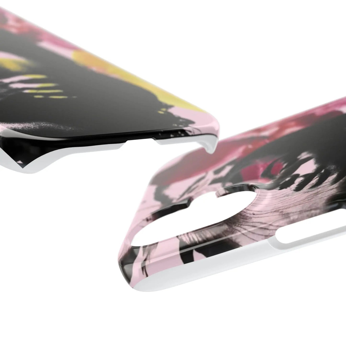 Floral Noir Slim iPhone16 Case — Artistic Woman Portrait with Pink & Yellow Orchids Printify