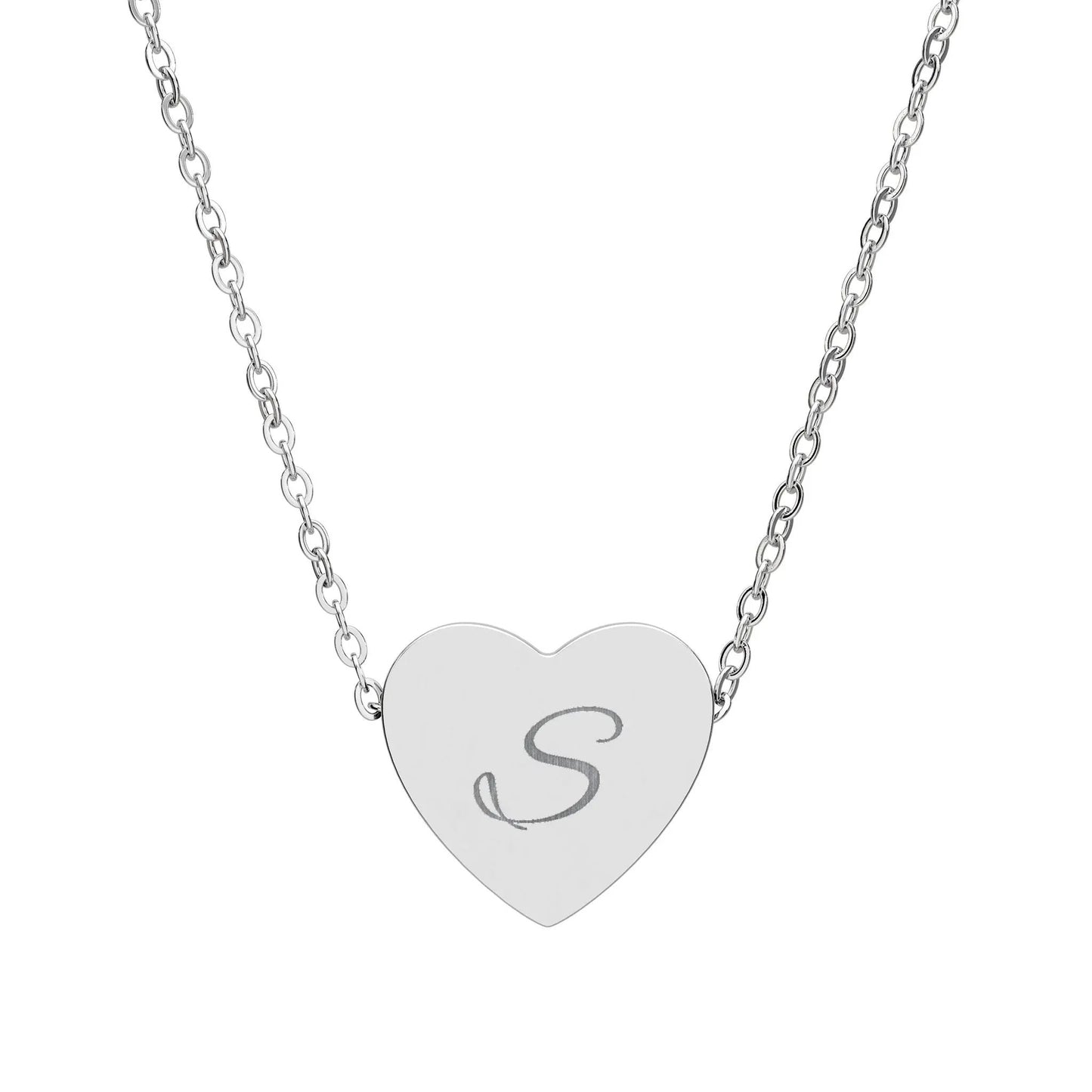 “S” Initial Heart Necklace — Personalized Initial Pendant Printify