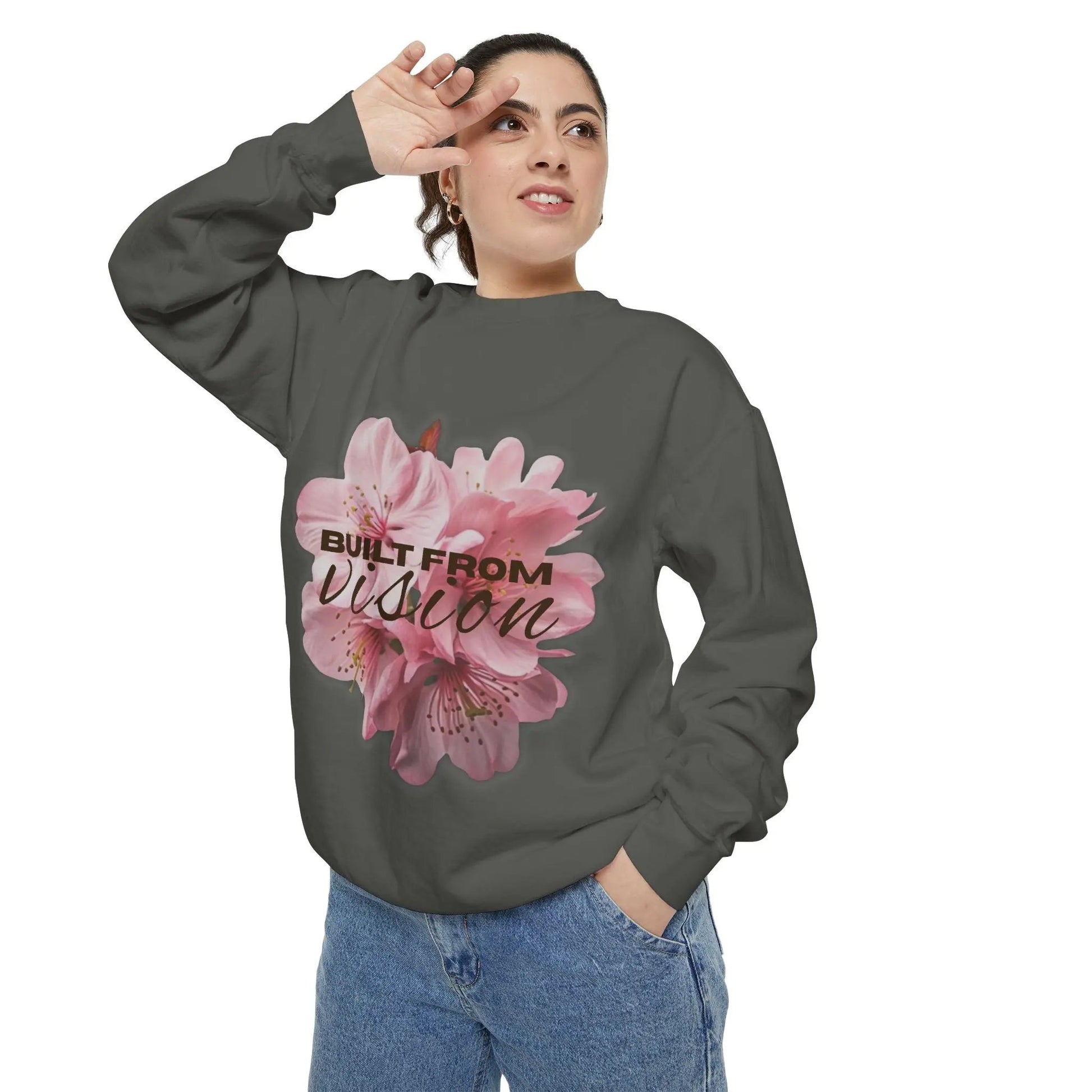 "Built From Vision" Floral Sweatshirt Printify