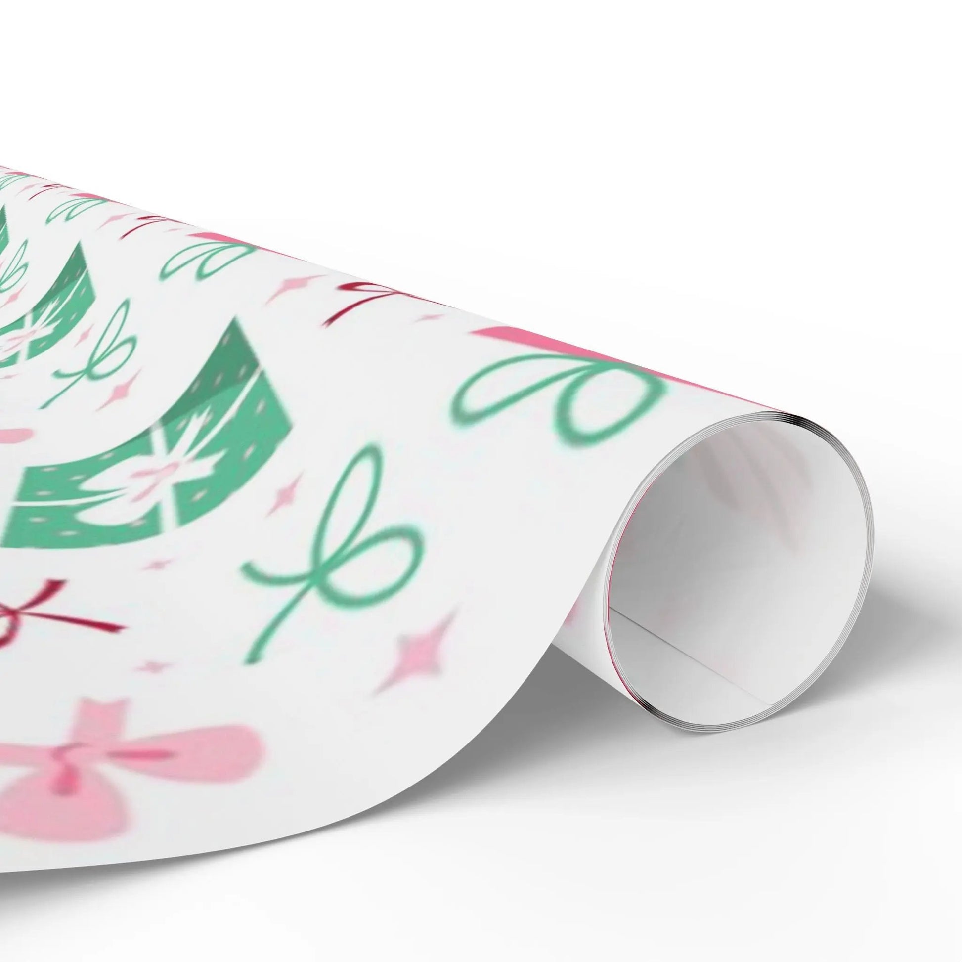 Holiday Gift Wrap Paper — Pink & Green Present Pattern (Christmas Wrapping Paper) Printify
